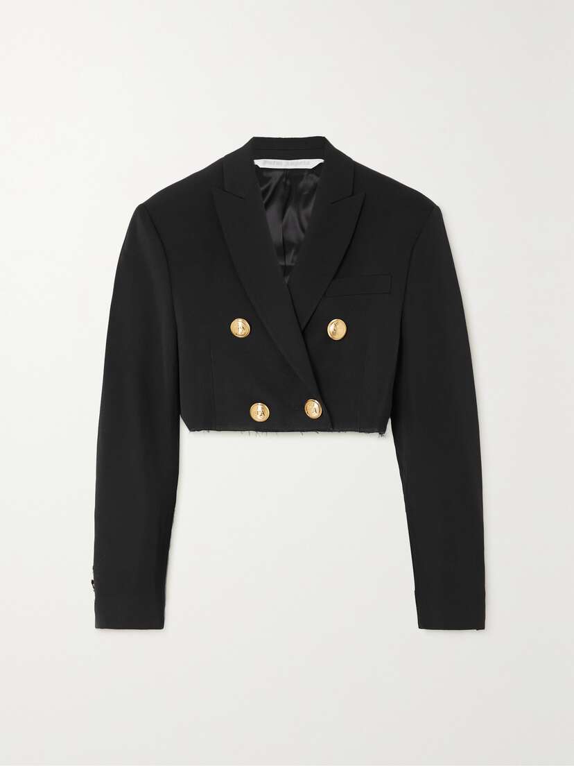 Palm Angels Cropped Double-breasted Twill Blazer