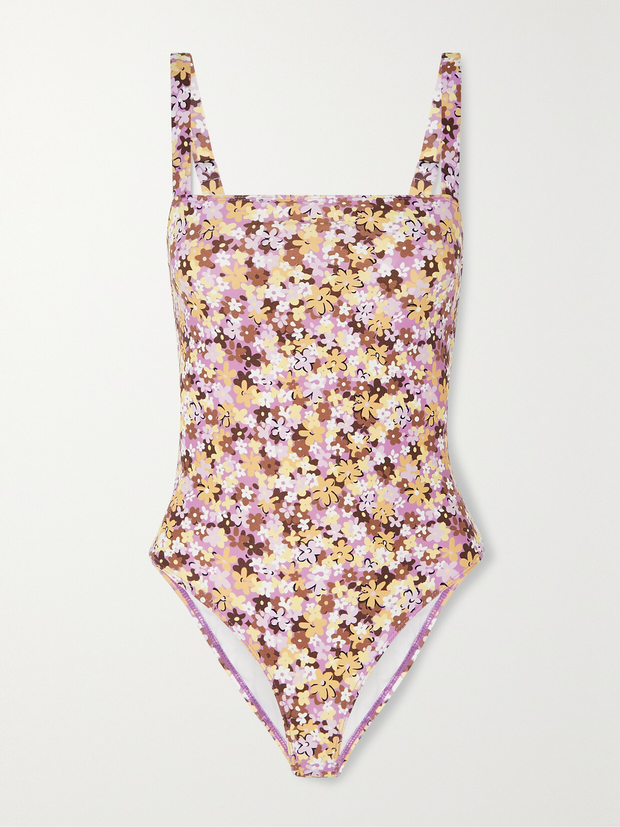 Faithfull The Brand - + Net Sustain La Barca Floral-print Stretch-econyl Swimsuit - Purple