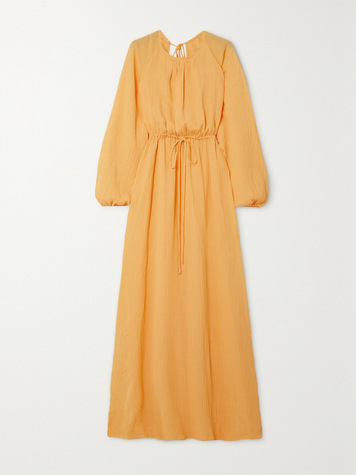 Faithfull The Brand - Rosalie Tie-detailed Crinkled Linen-blend Gauze Maxi Dress - Orange