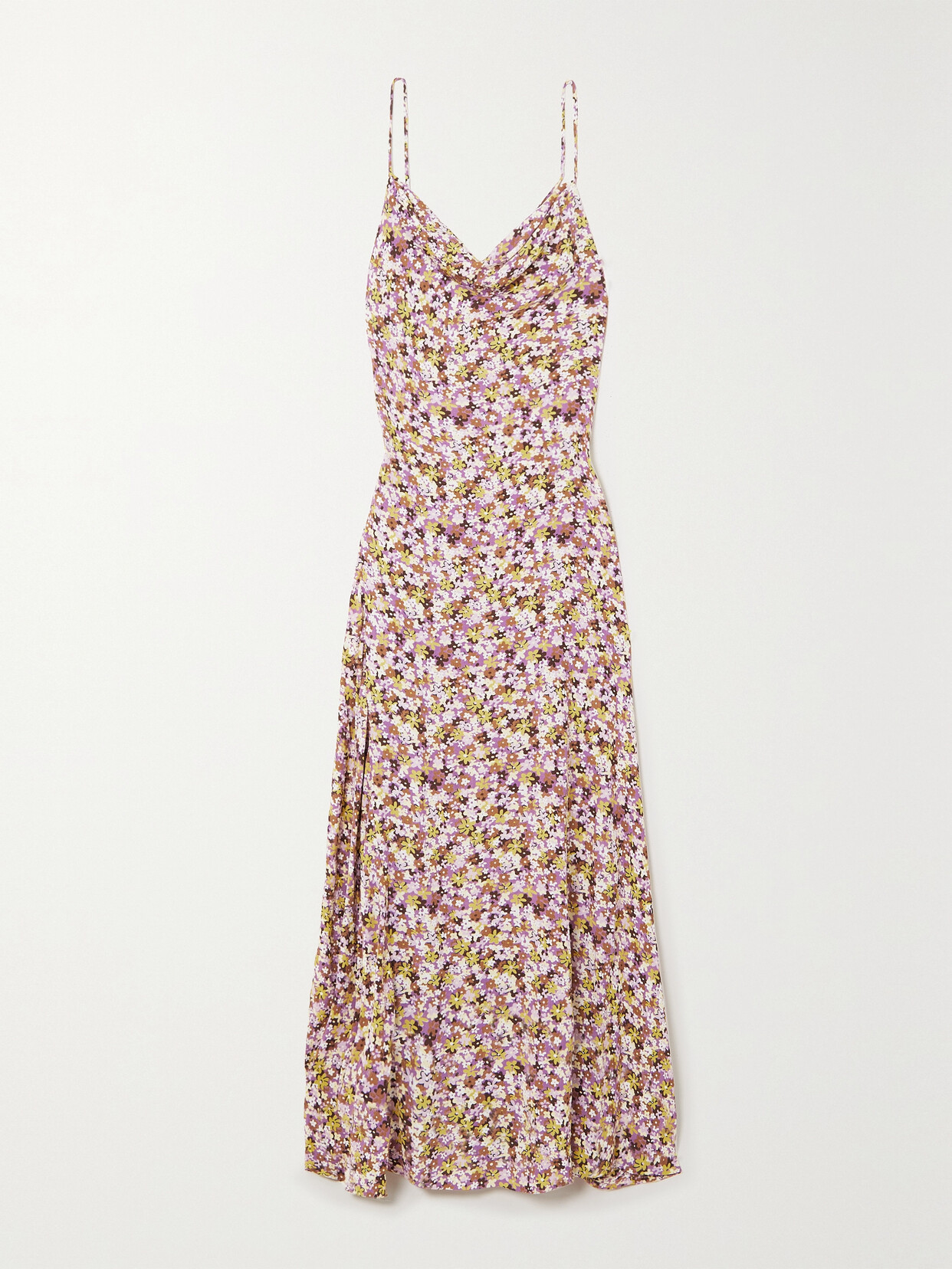 Faithfull The Brand + Net Sustain Lusia Draped Floral-print Lenzing™ Ecovero™ Crepe Maxi Dress - Purple