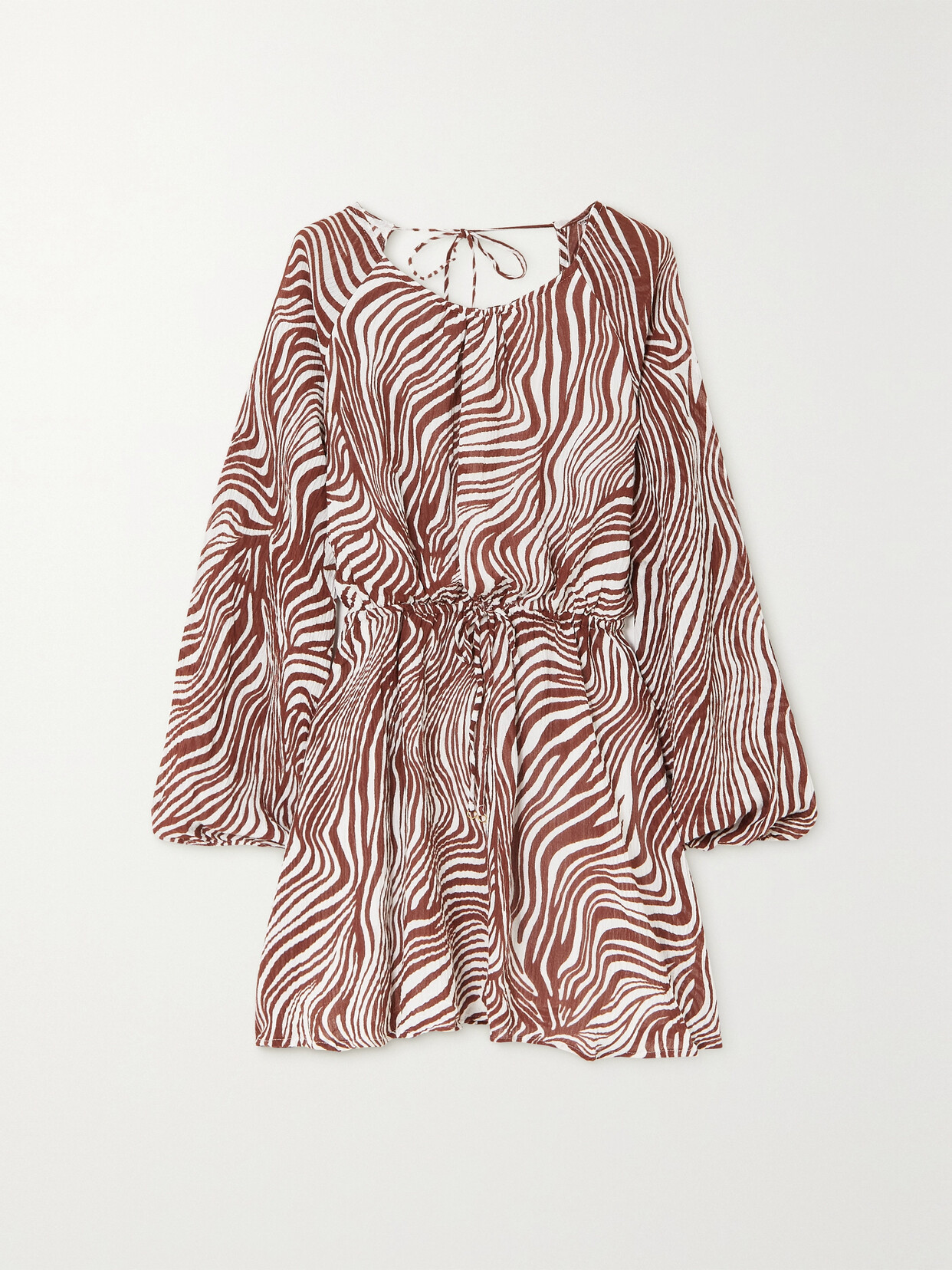 Faithfull The Brand + Net Sustain Constance Open-back Zebra-print Crinkled Linen-blend Mini Dress
