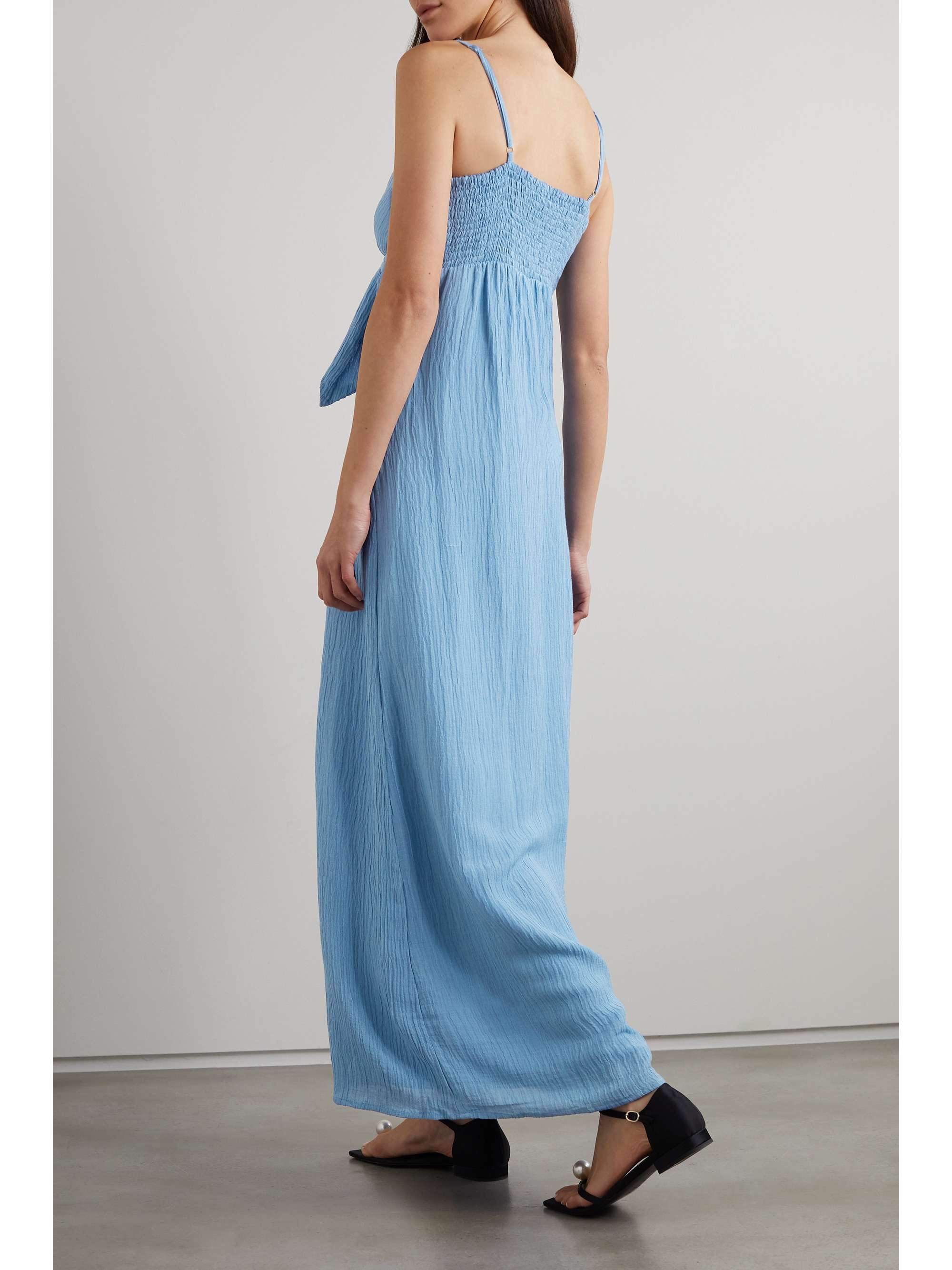 FAITHFULL Verona twist-front crinkled linen-blend midi dress