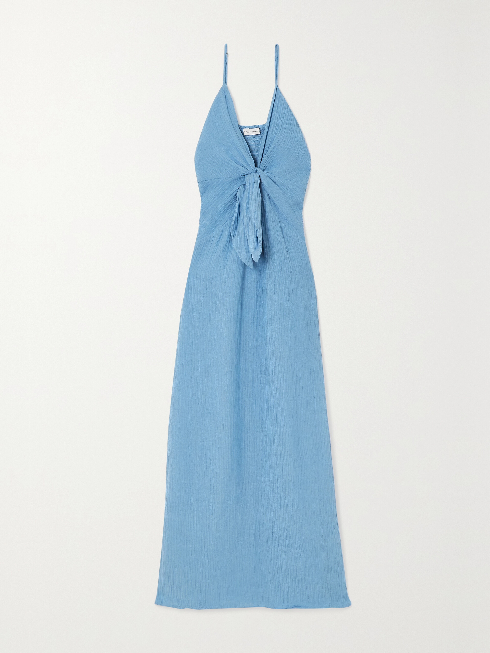 Faithfull + NET SUSTAIN Verona twist-front crinkled linen-blend midi dress thumbnail