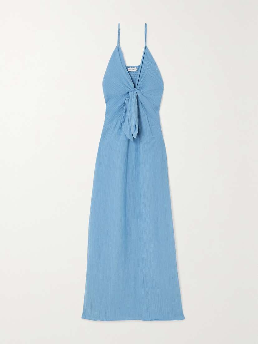 Faithfull + Net Sustain Verona Twist-front Crinkled Linen-blend Midi Dress