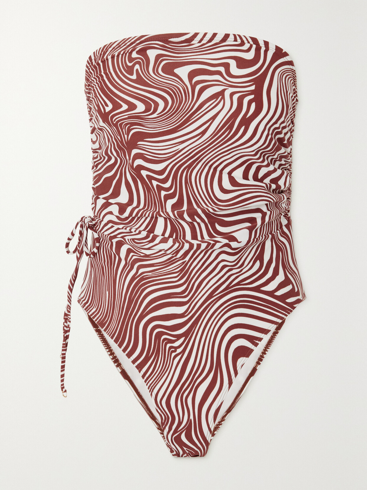 Faithfull The Brand - + Net Sustain Marae Strapless Printed Stretch-econyl® Swimsuit - Brown