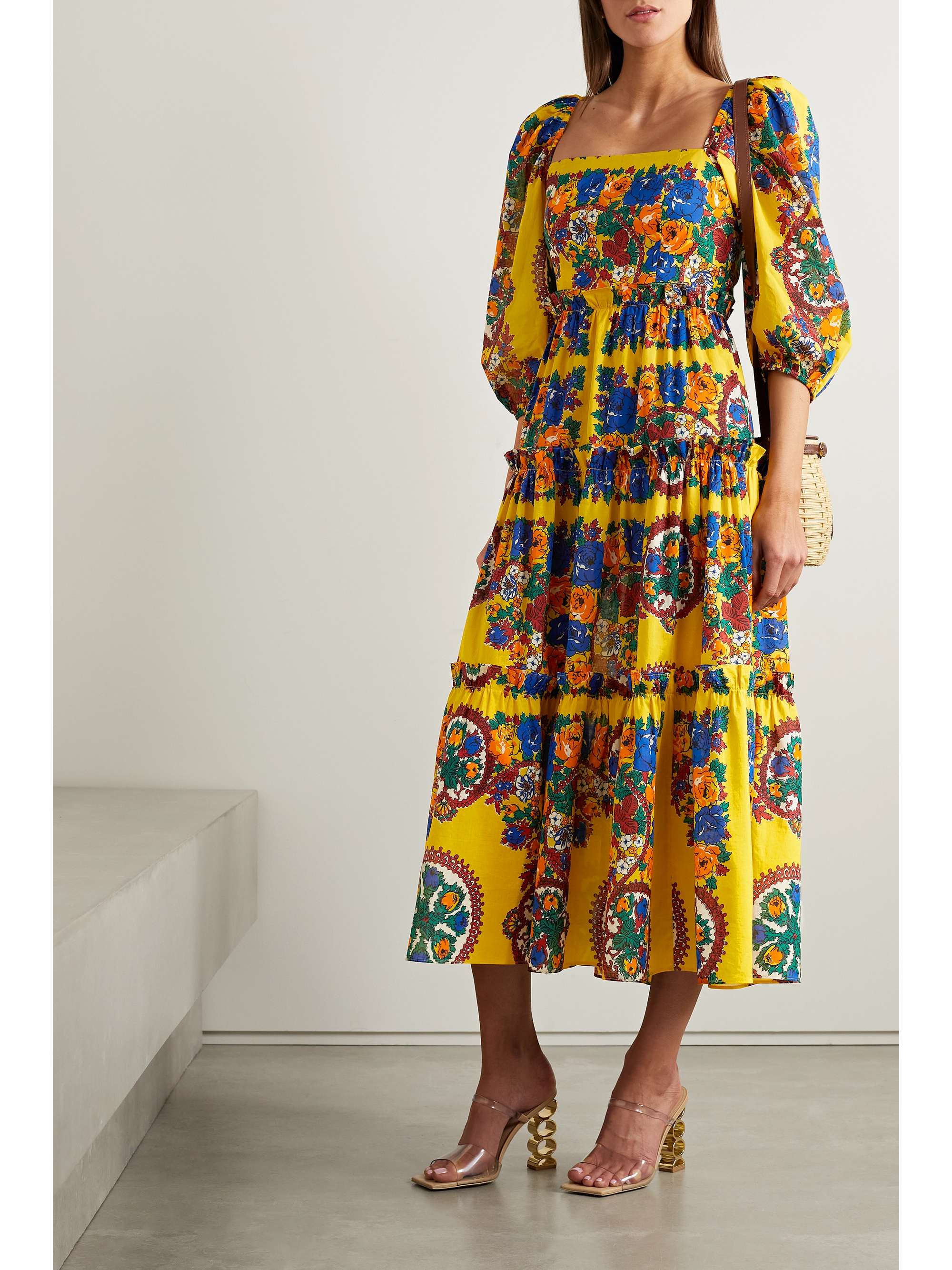 CARA CARA Oriana tiered floral-print cotton-voile midi dress | NET-A-PORTER