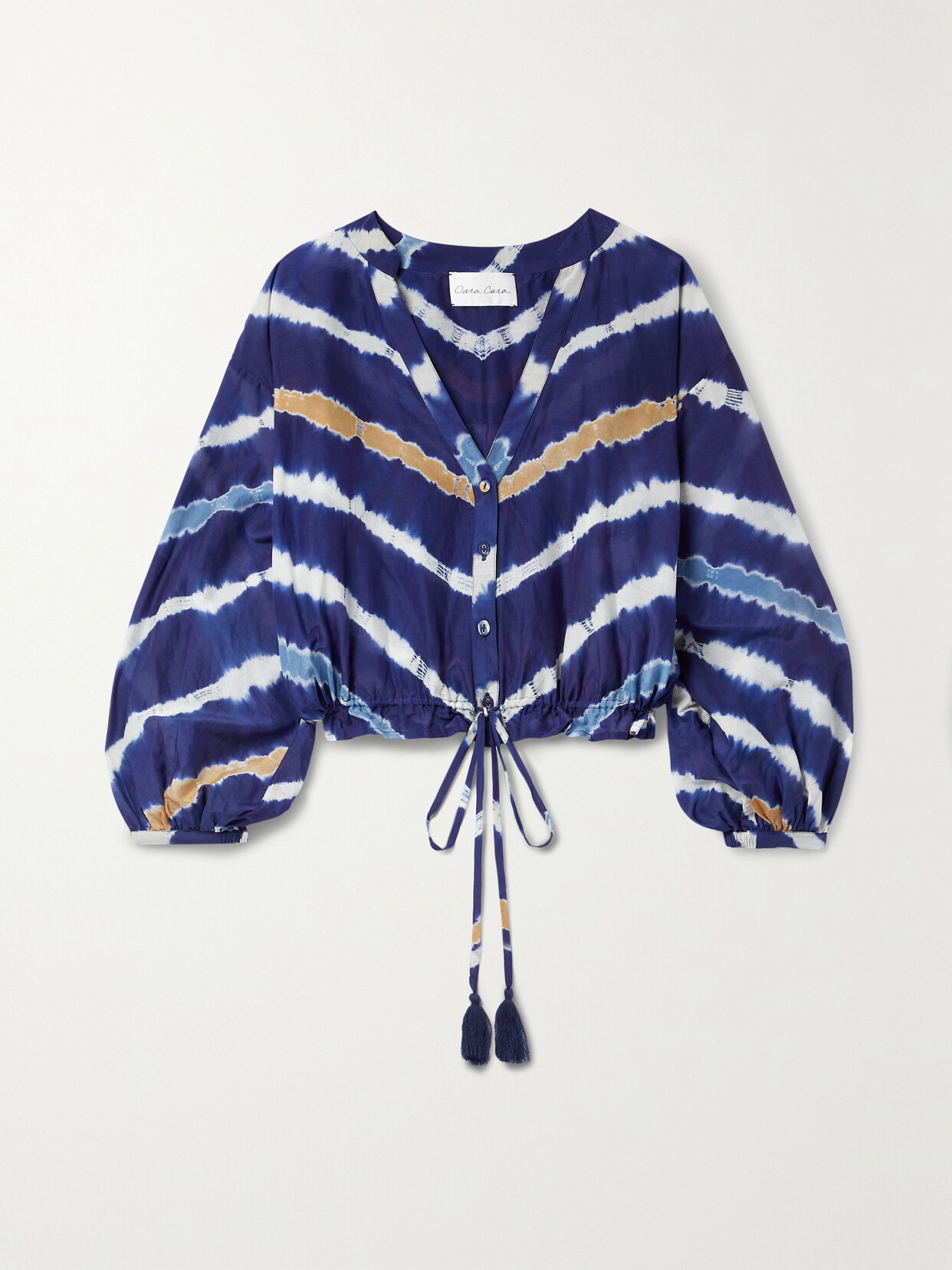 Cara Cara - Misha Cropped Tie-dyed Cotton-voile Blouse - Blue