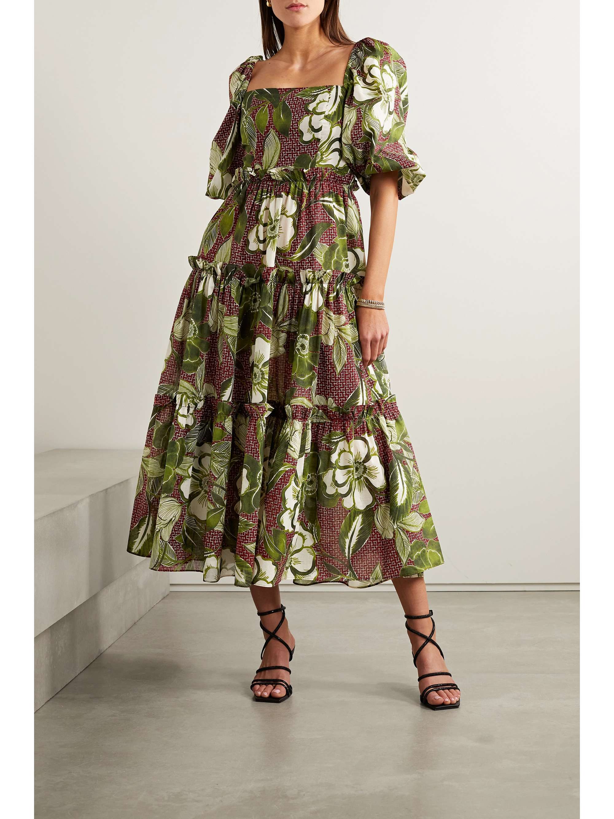Floral print midi dress deals