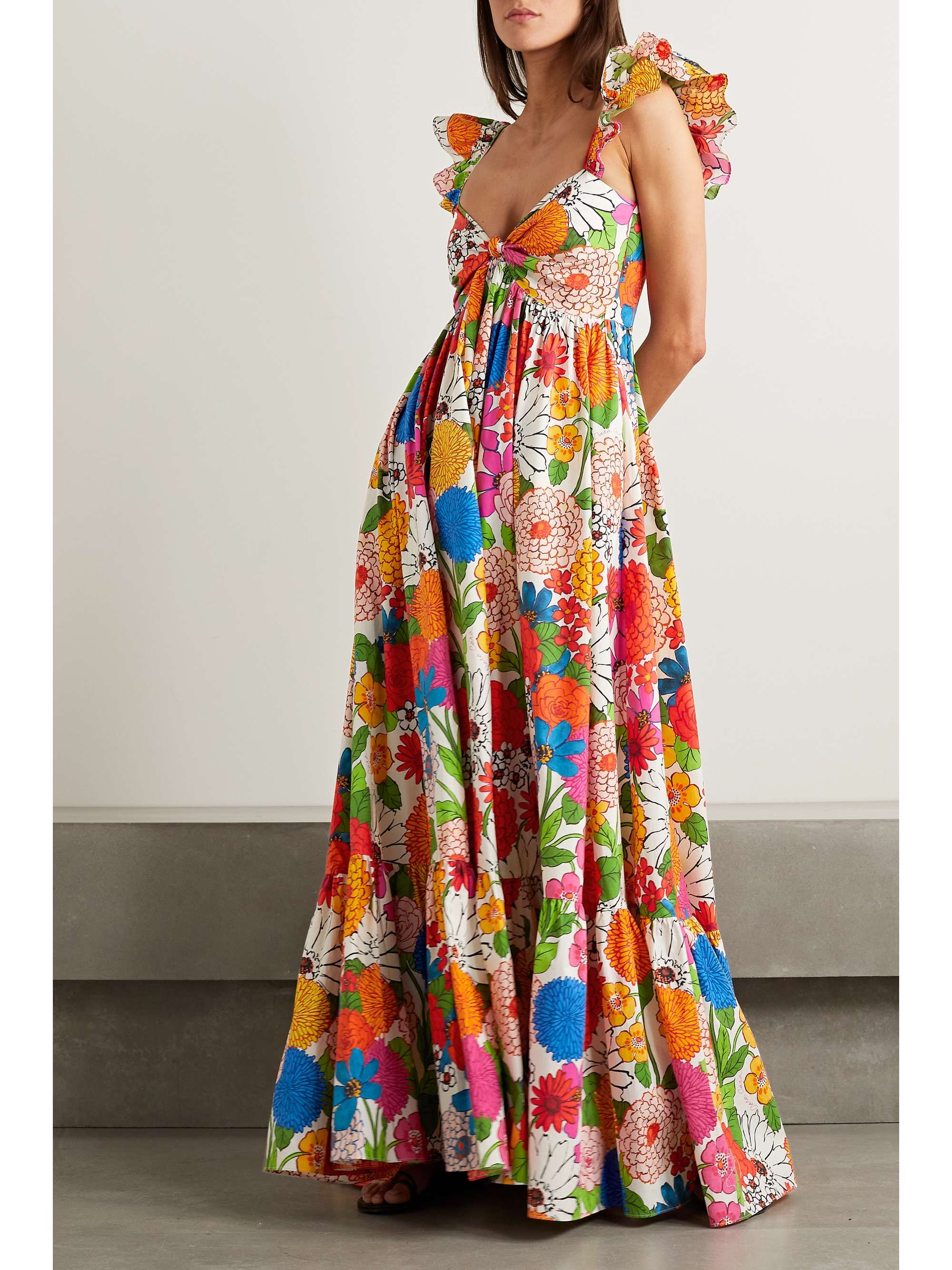 CARA CARA Ileana floral-print ruffled cotton-poplin maxi dress |  NET-A-PORTER