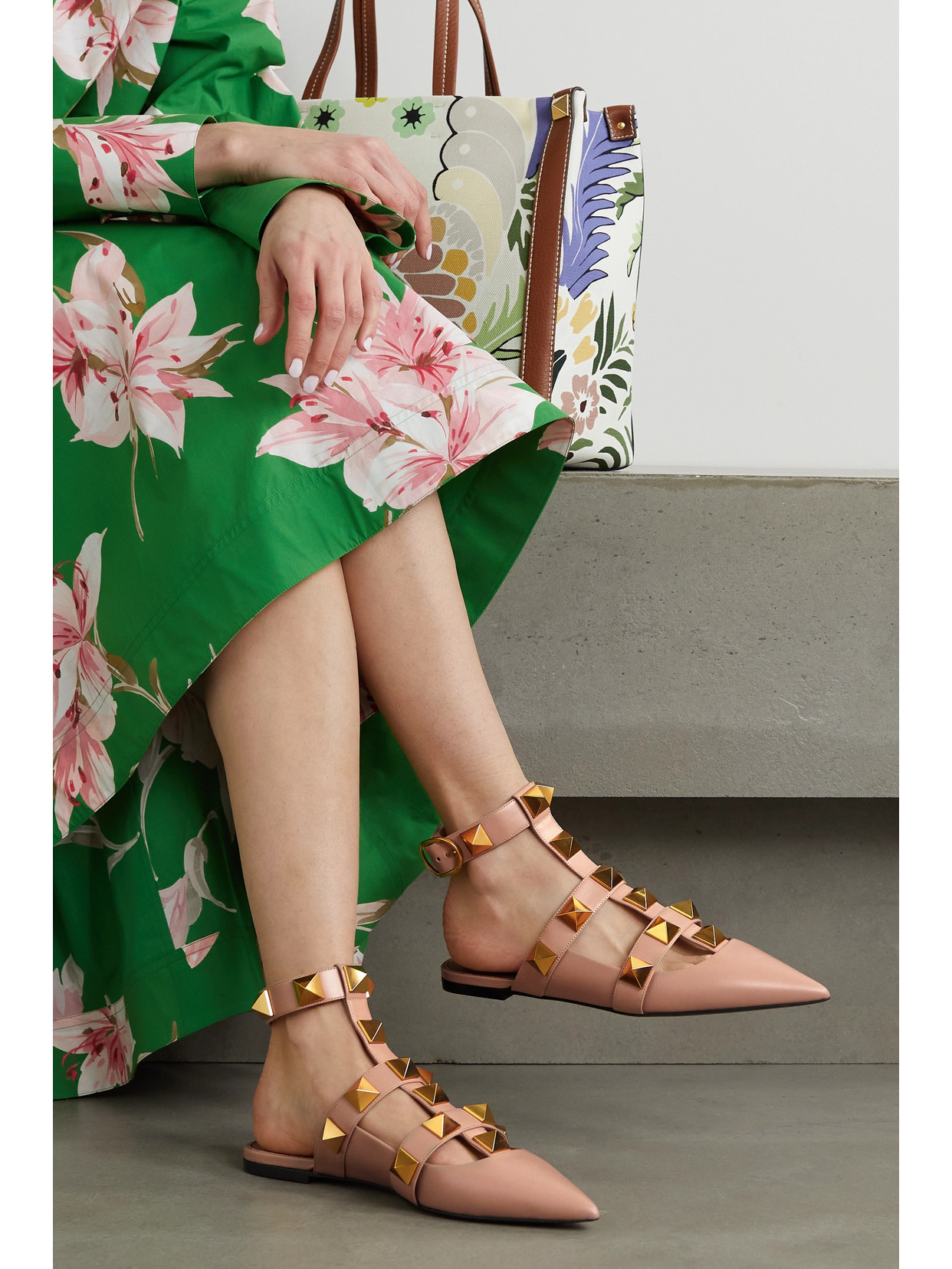 valentino garavani roman stud ballerina flats