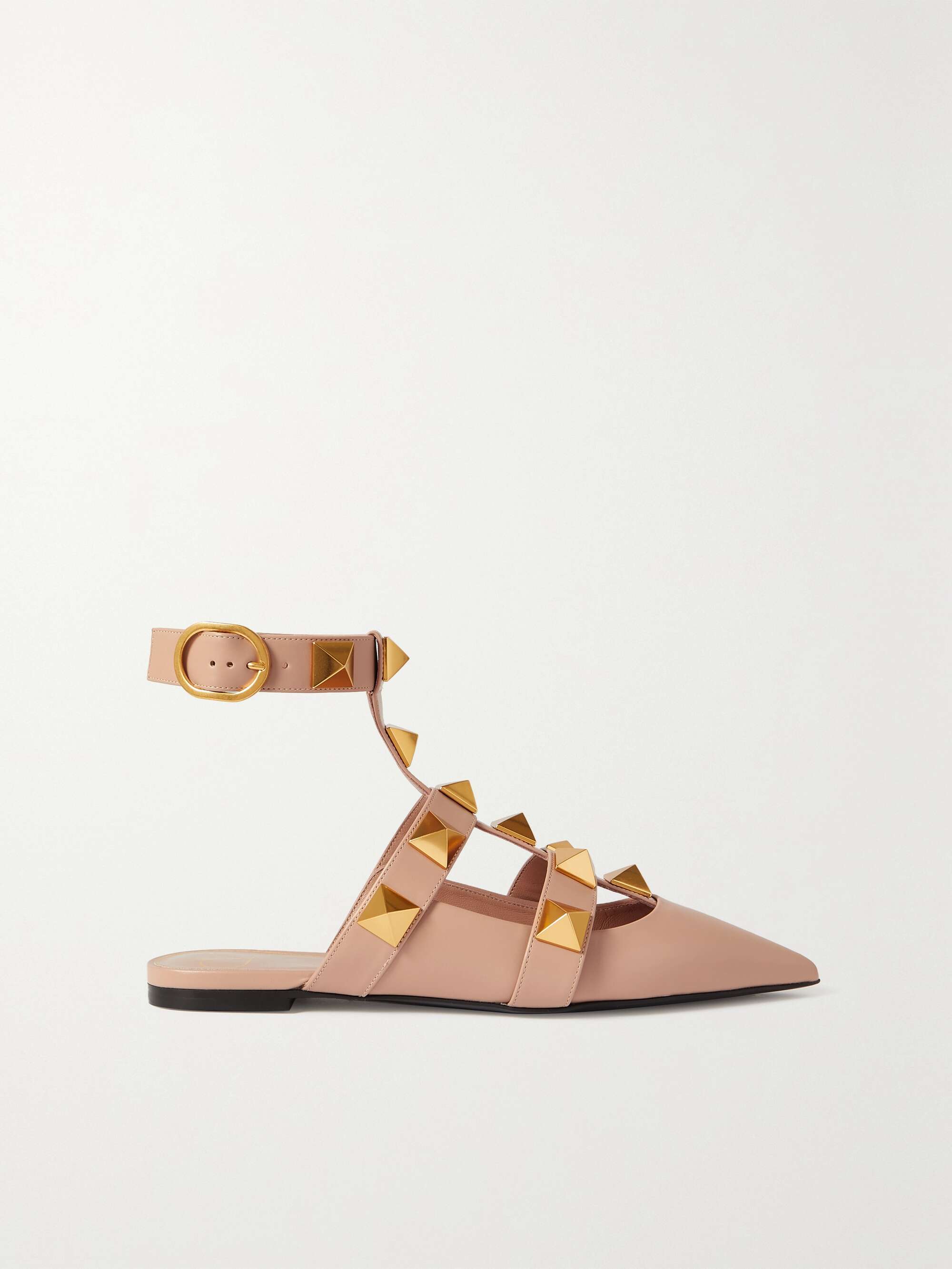 GARAVANI Valentino Garavani Roman Stud leather point-toe flats | NET-A-PORTER