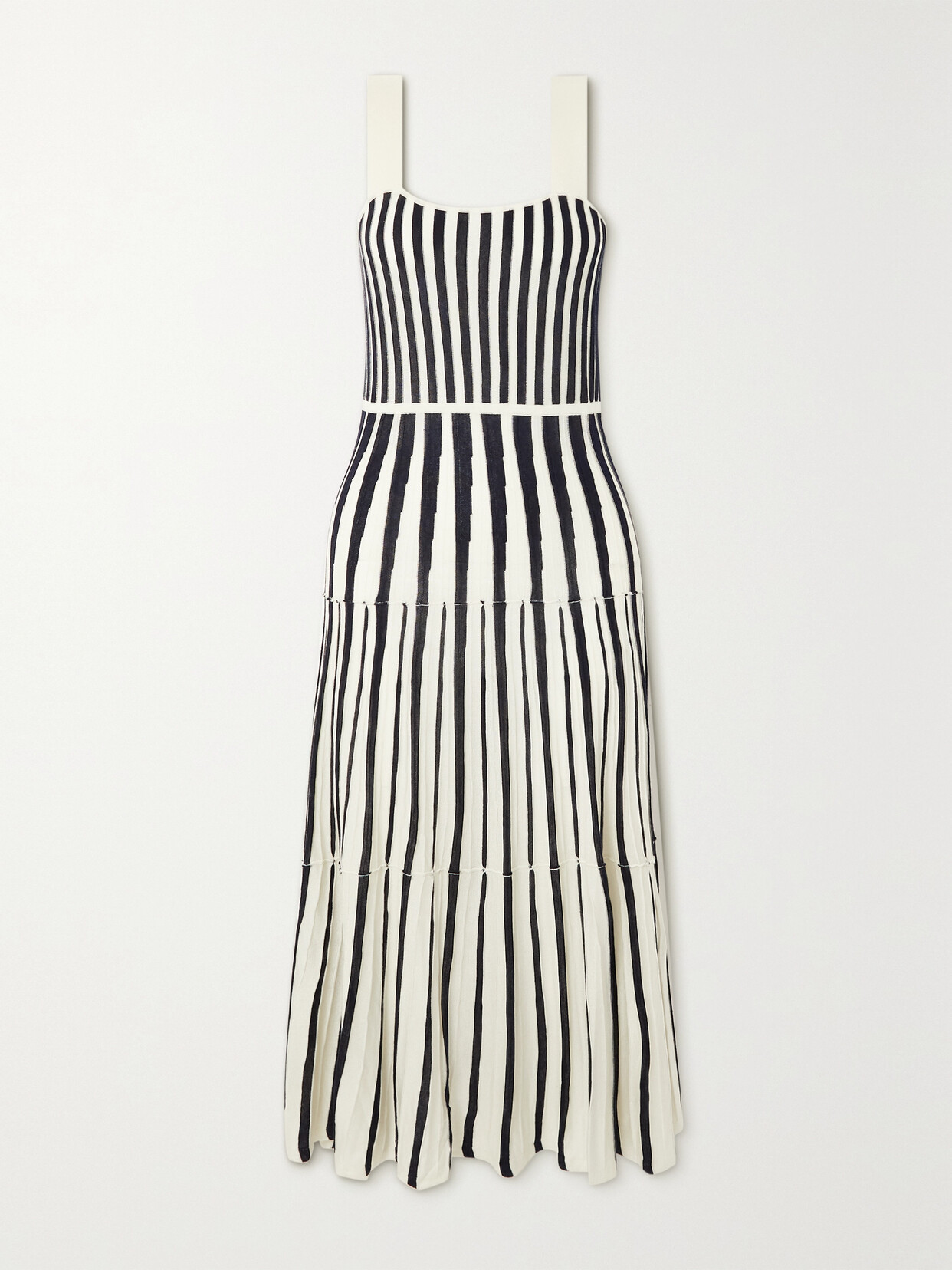 Arch4 - + Net Sustain Seychelles Striped Silk And Cashmere-blend Midi Dress - Blue