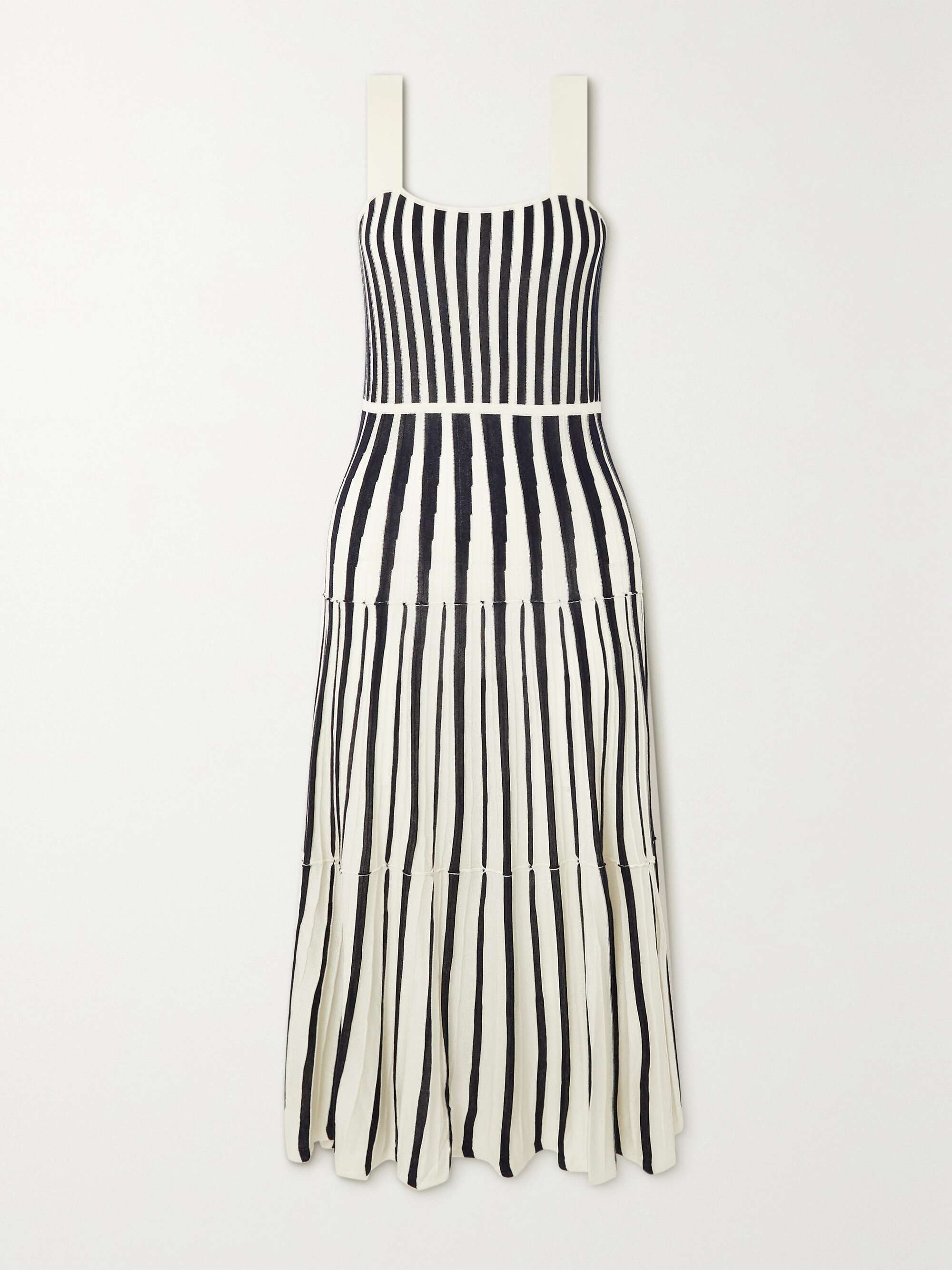 ARCH4 + NET SUSTAIN Seychelles striped silk and cashmereblend midi