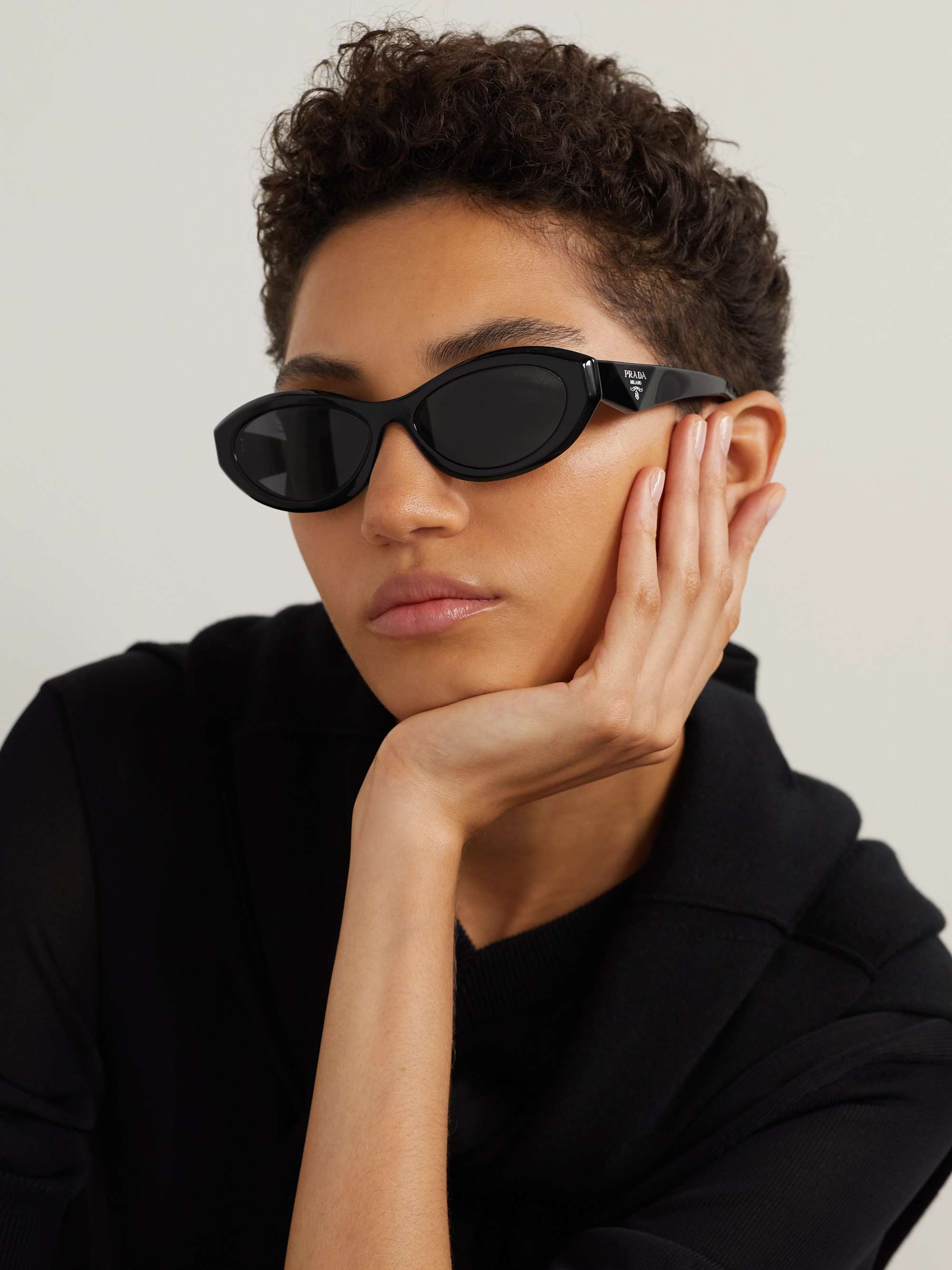 Oval-frame acetate sunglasses