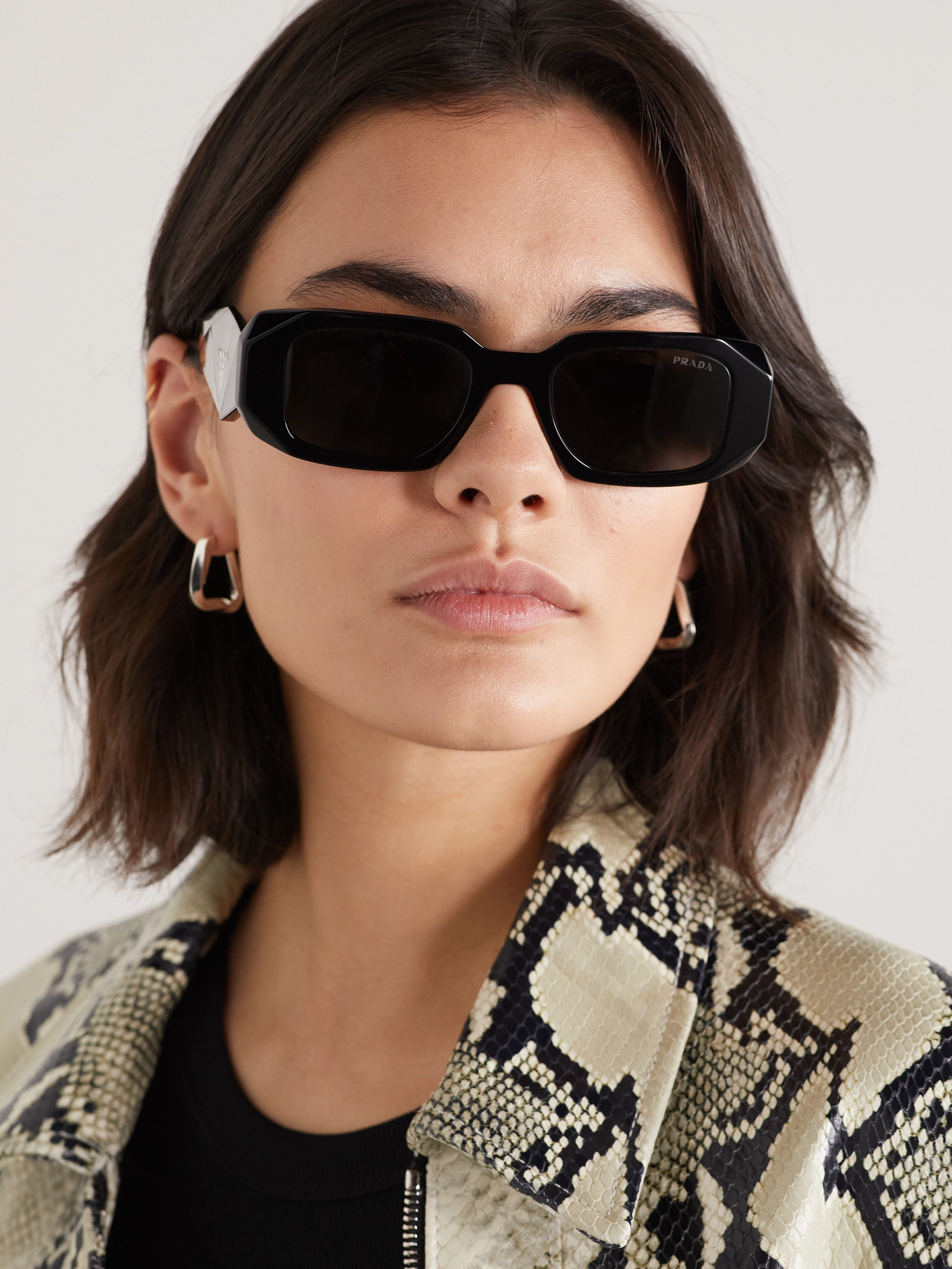 Shop Prada Square-frame Acetate Sunglasses In Black