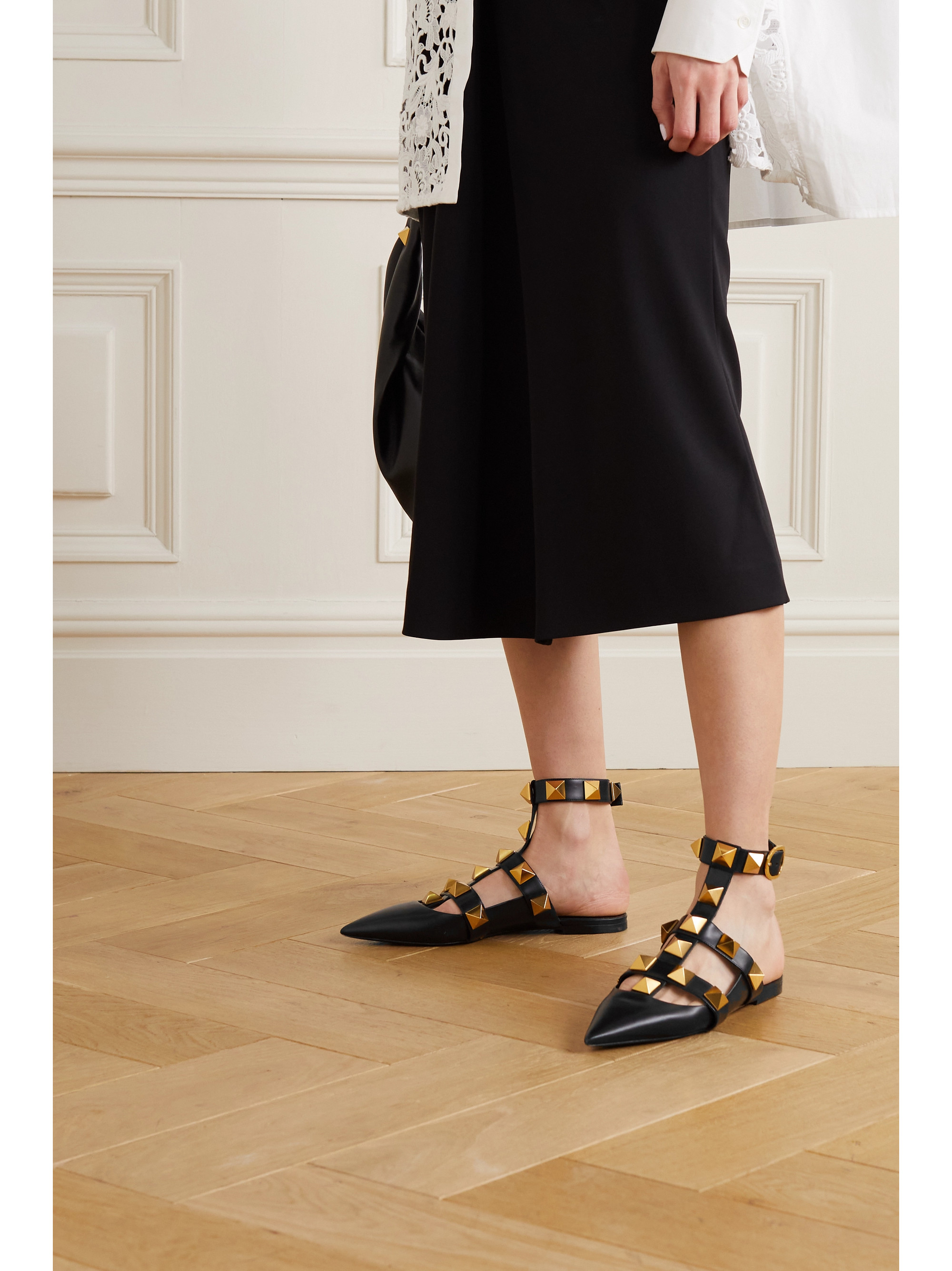 Valentino Garavani Valentino Garavani Roman Stud leather point-toe flats thumbnail