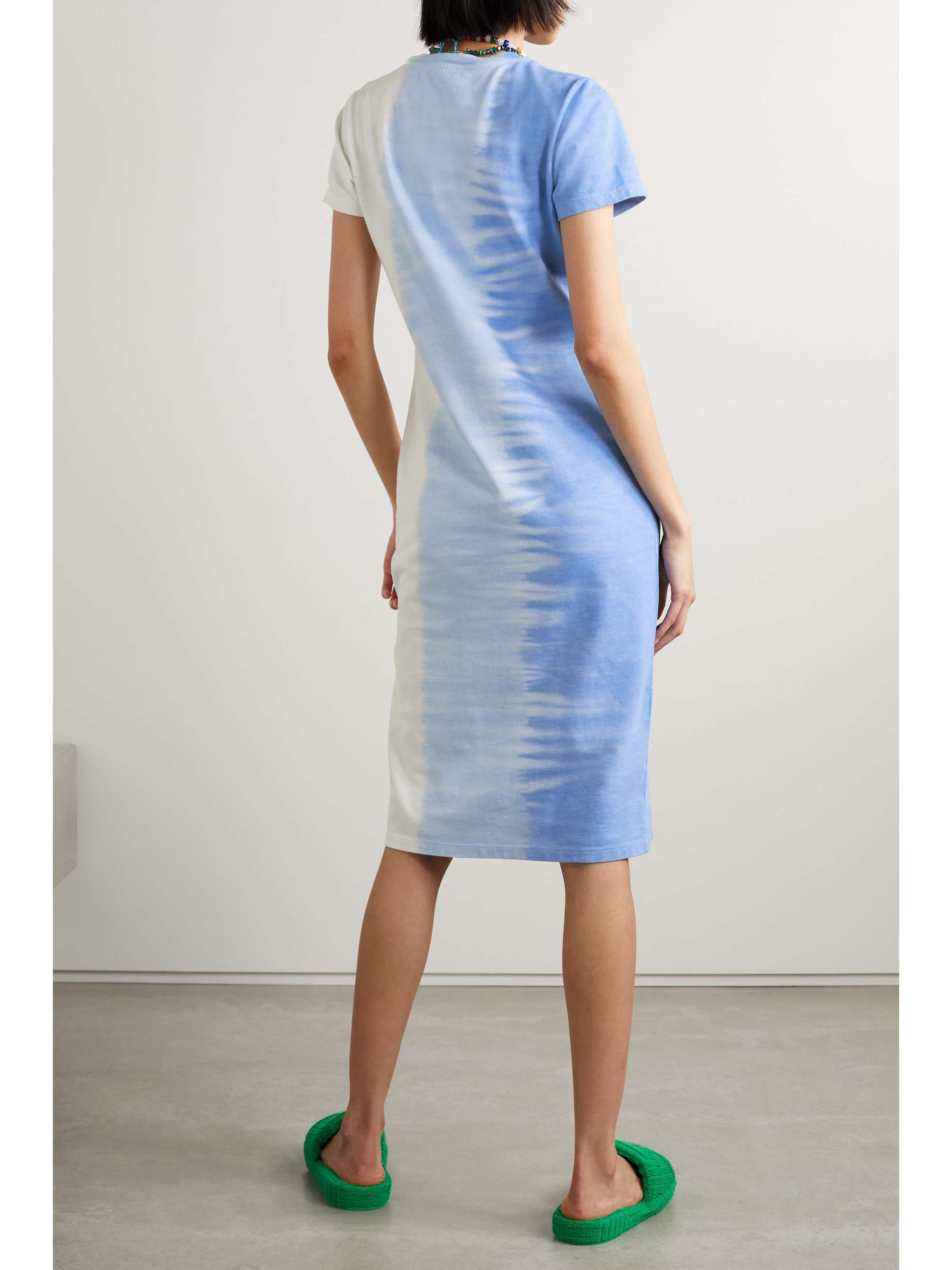 THE ELDER STATESMAN Dégradé cotton and cashmere-blend piqué midi dress