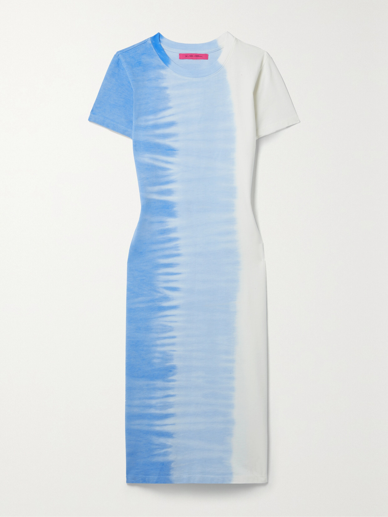 The Elder Statesman Tie-dyed Cotton And Cashmere-blend Piqué Midi Dress In Blue