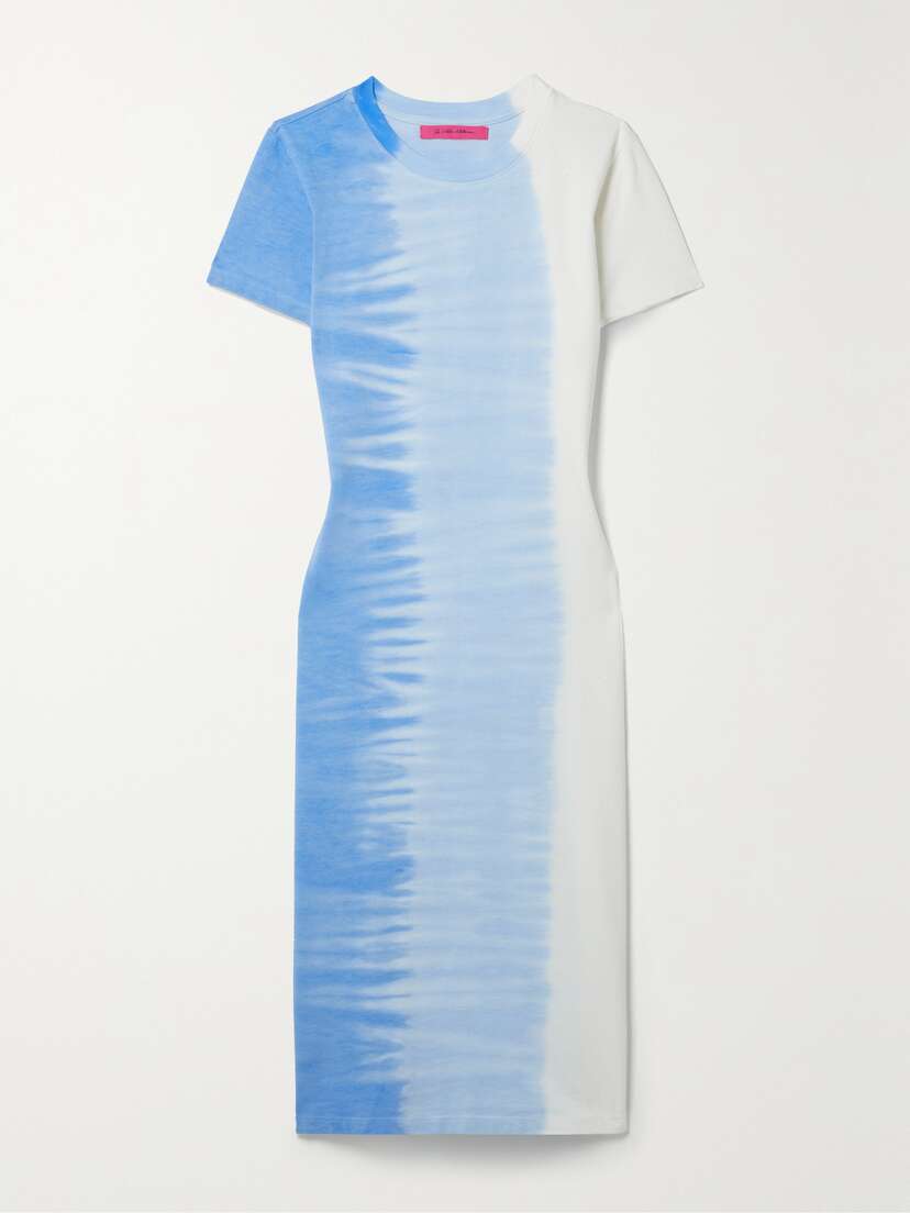 The Elder Statesman Tie-dyed Cotton And Cashmere-blend Piqué Midi Dress