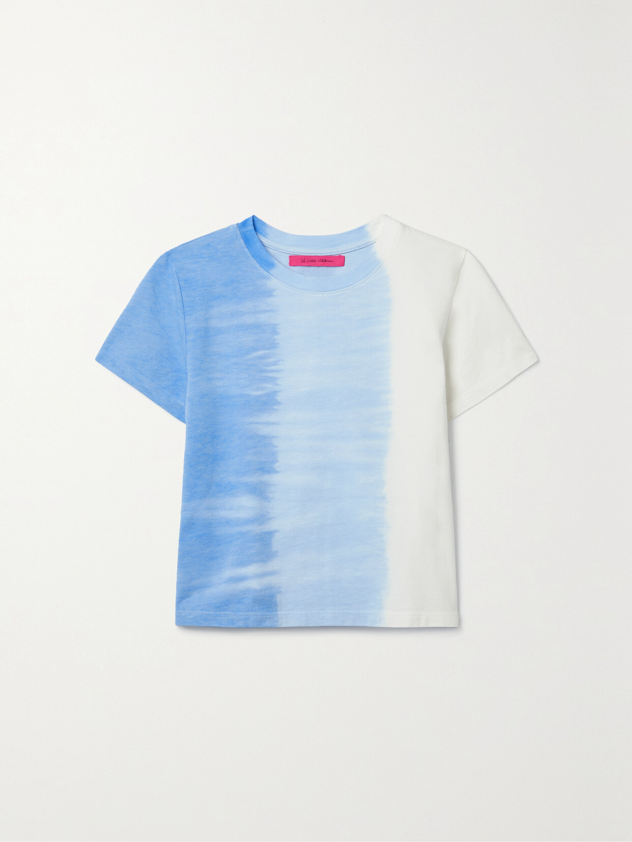 The Elder Statesman Tie-dyed Cotton And Cashmere-blend Piqué T-shirt In Blue