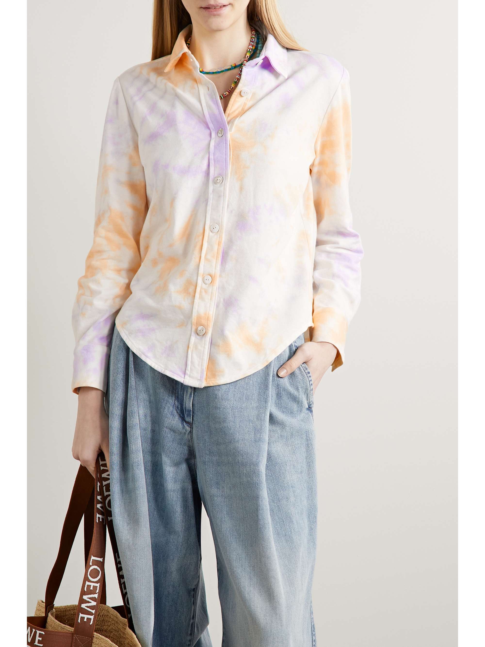 THE ELDER STATESMAN Tie-dyed cotton and cashmere-blend shirt