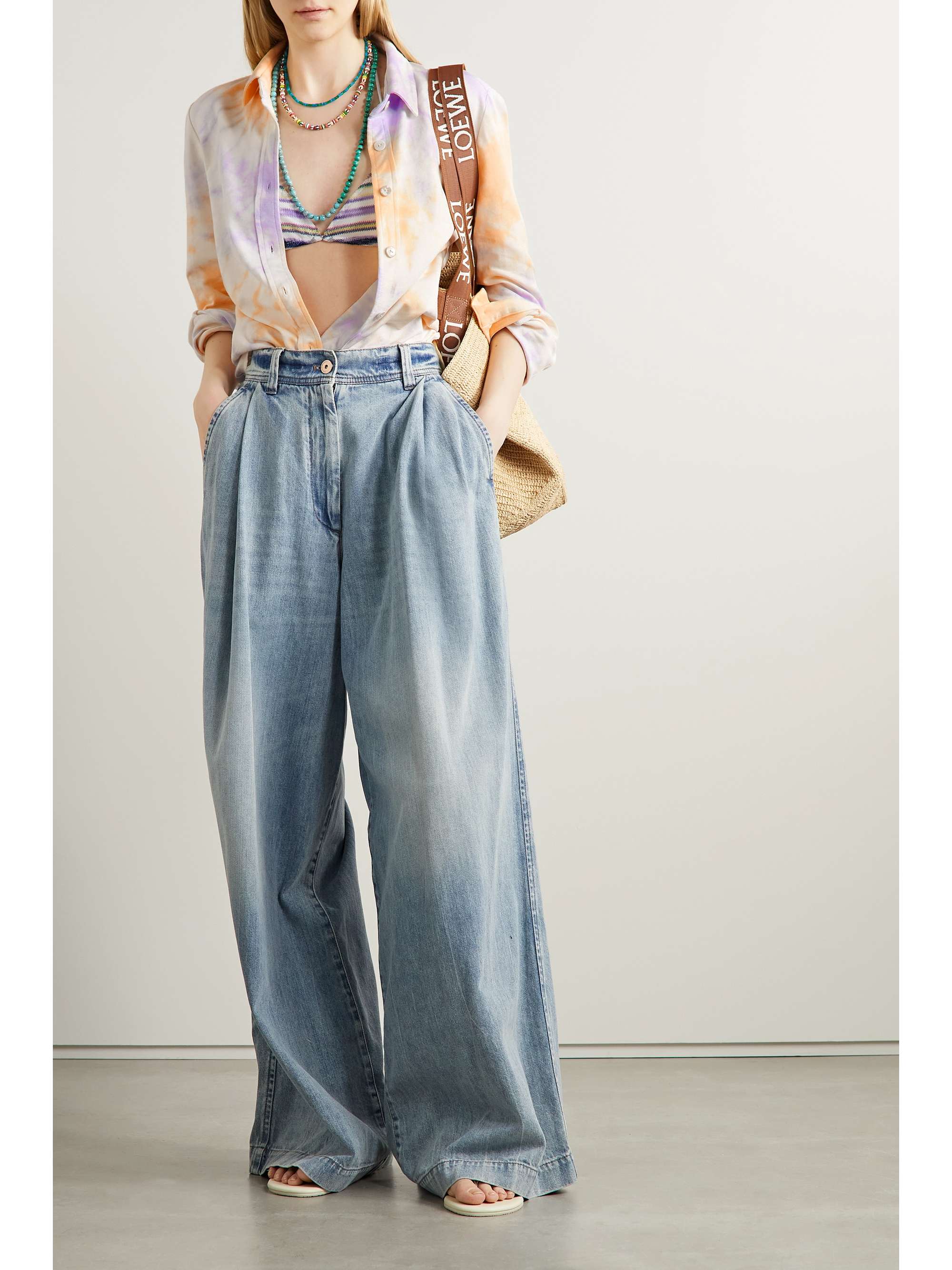 Tie-dyed cotton and cashmere-blend shirt