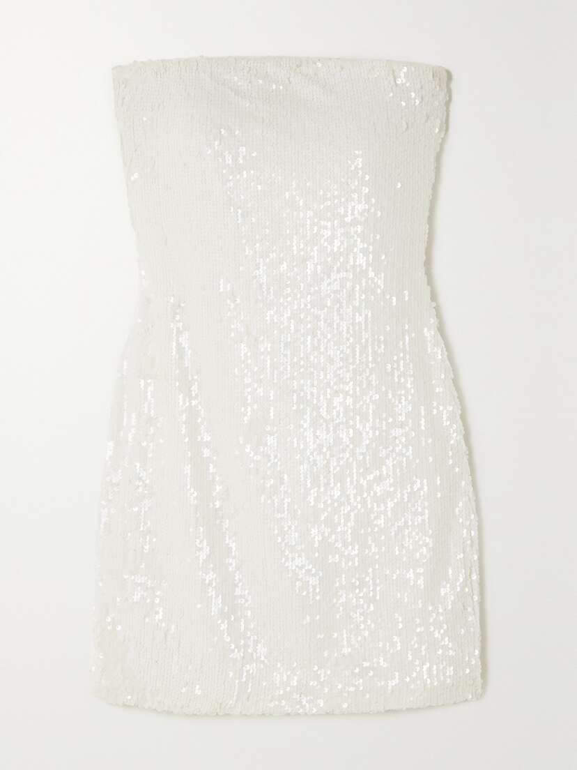 Sprwmn Strapless Sequined Stretch-tulle Mini Dress