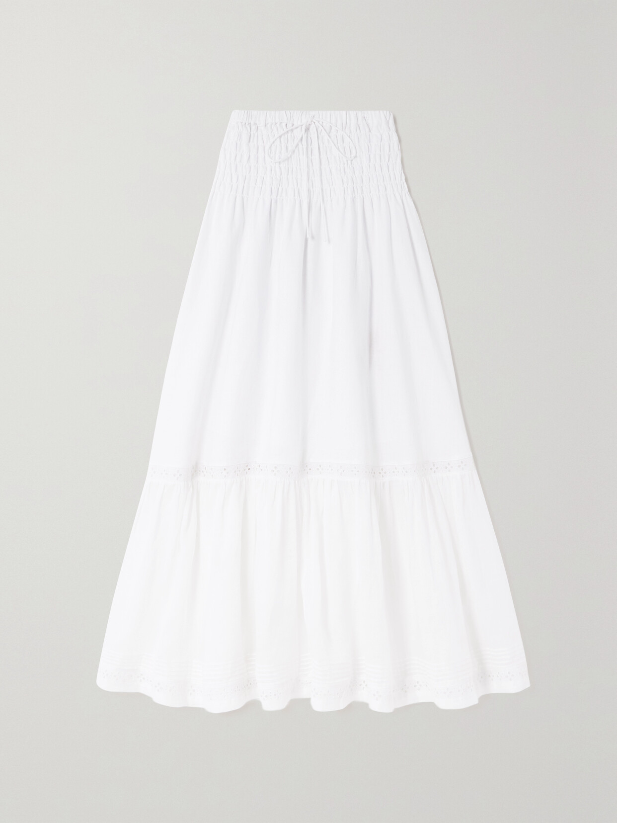 Joslin - + Net Sustain Kim Tiered Broderie Anglaise Linen Maxi Skirt - White