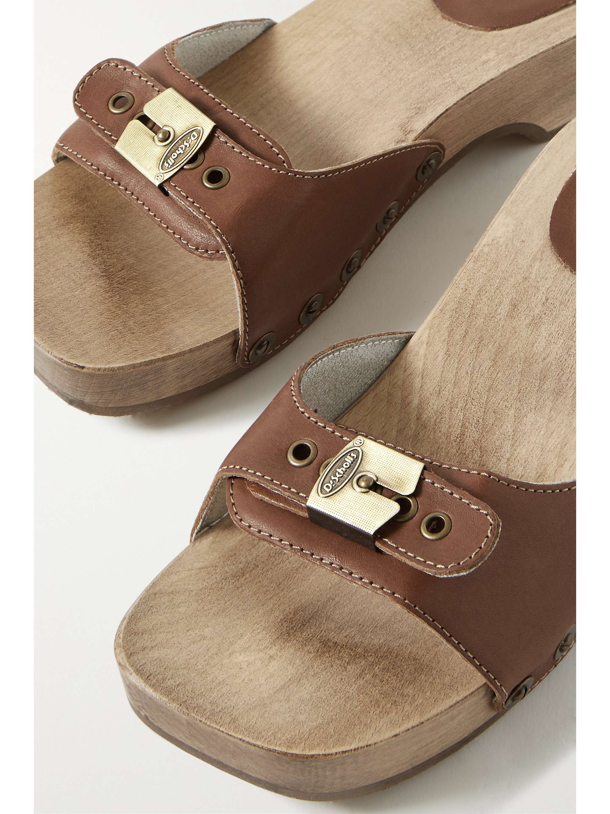 RE/DONE + Scholl buckled leather clogs