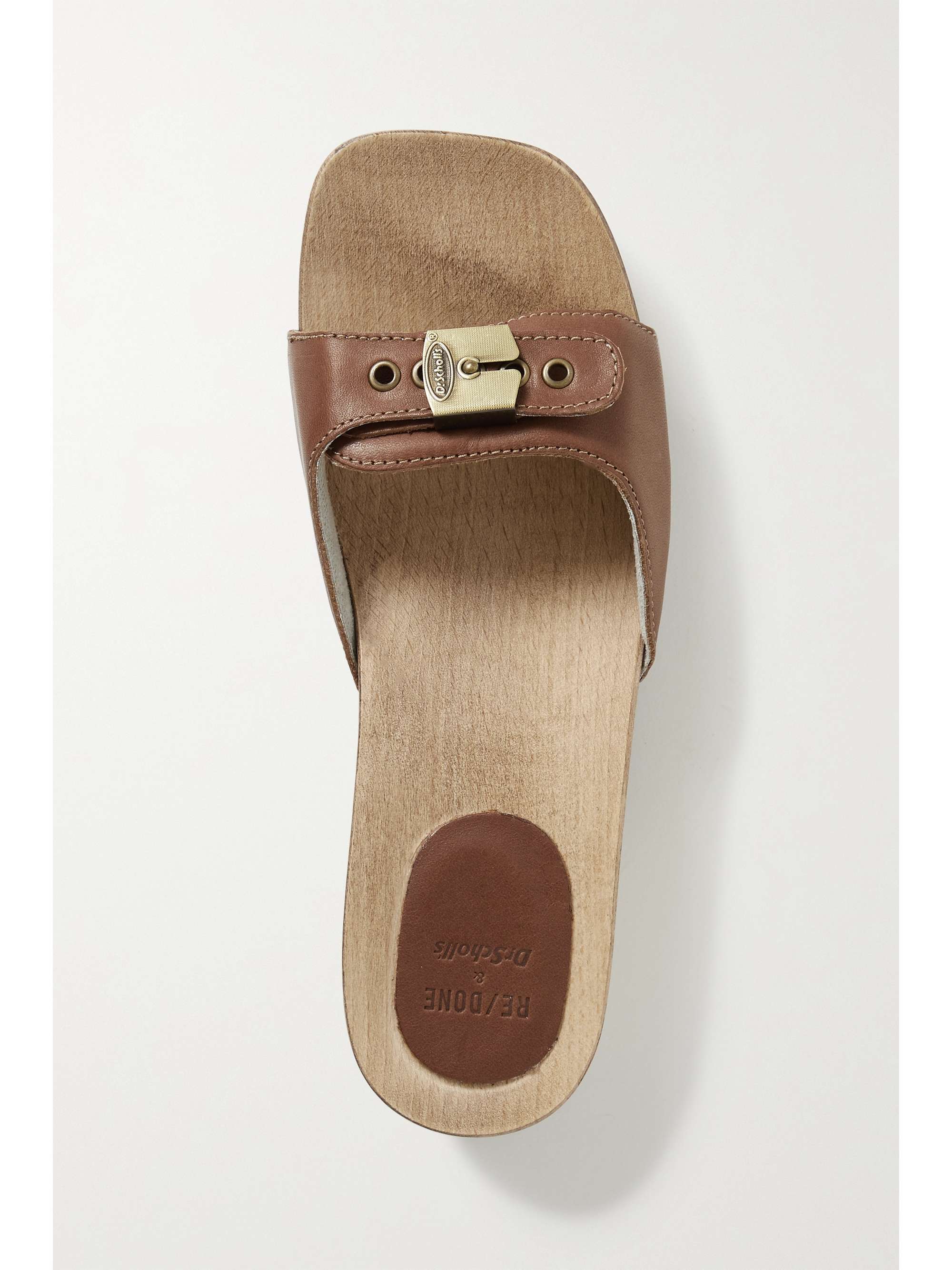 RE/DONE + Scholl buckled leather clogs