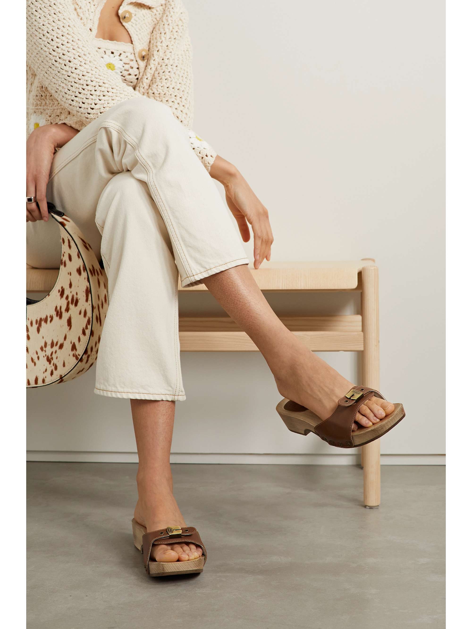 RE/DONE + Scholl buckled leather clogs