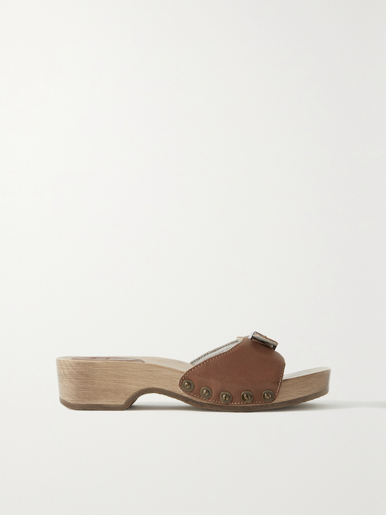 RE/DONE - + Net Sustain + Scholl Buckled Leather Clogs - Brown