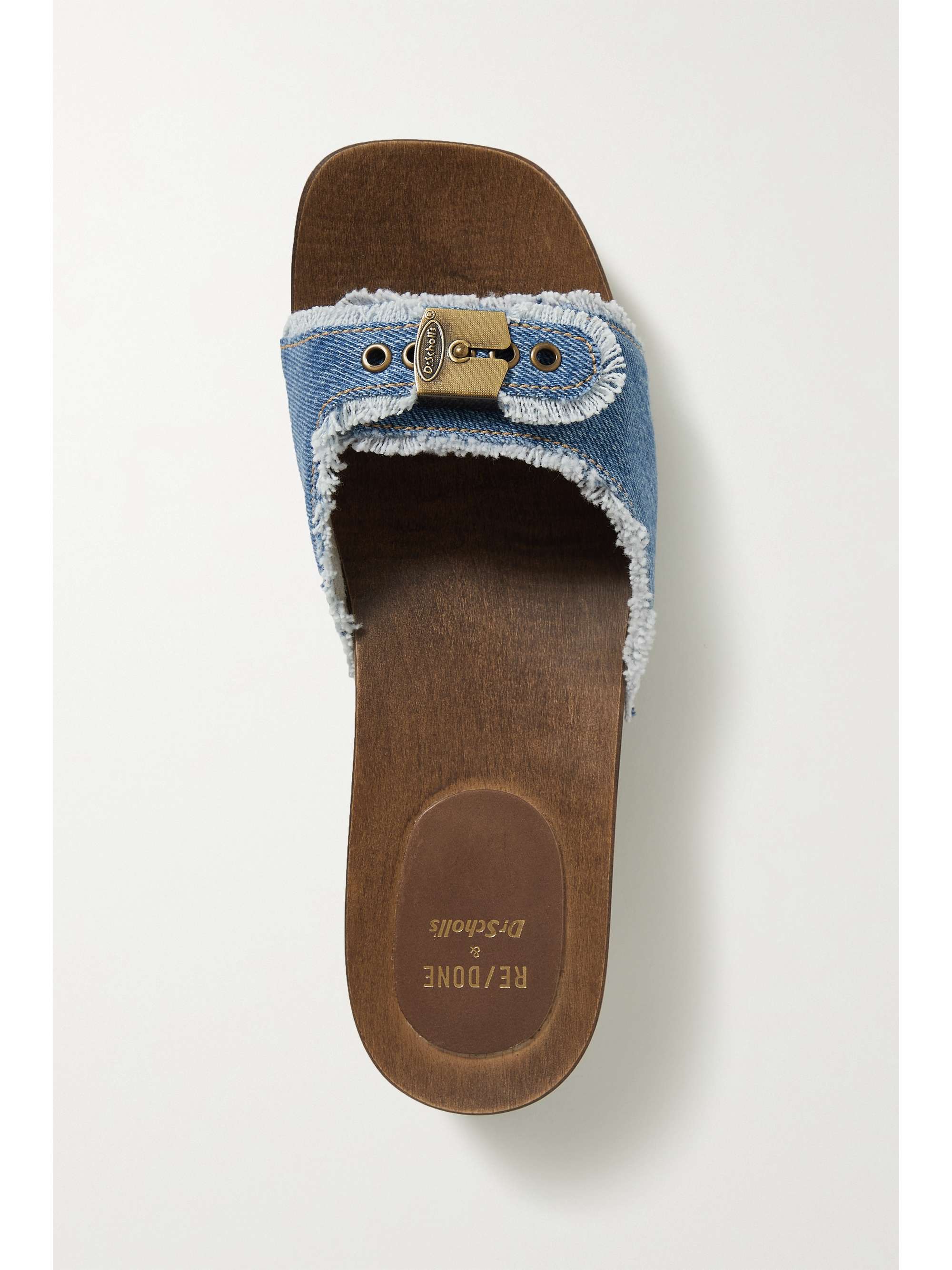 RE/DONE + Scholl buckled denim clogs