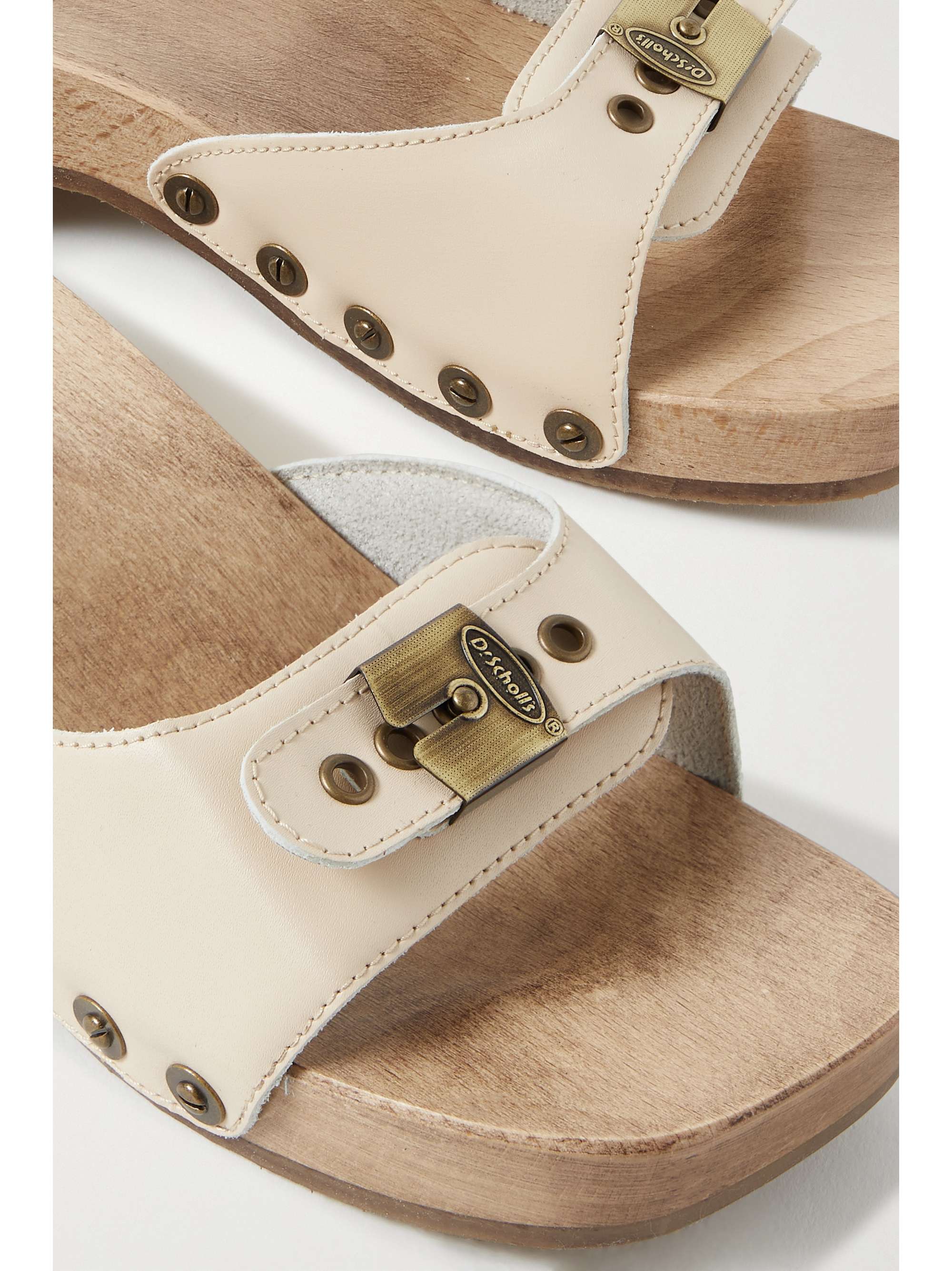 RE/DONE + Scholl buckled leather clogs