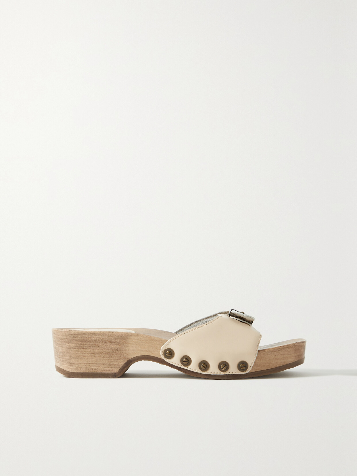 RE/DONE - + Net Sustain + Scholl Buckled Leather Clogs - Cream