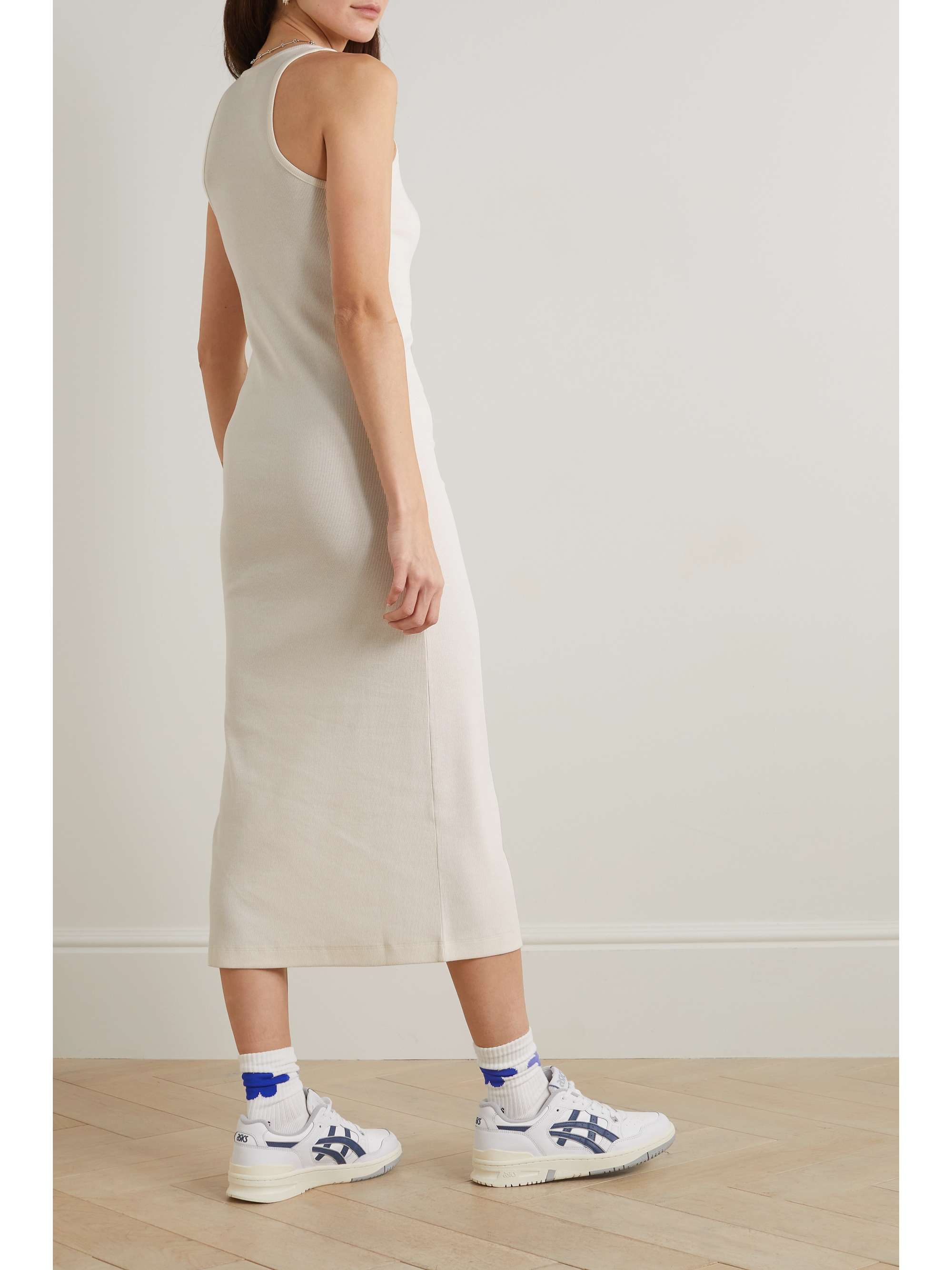 NINETY PERCENT Ftan ribbed stretch-organic cotton midi dress