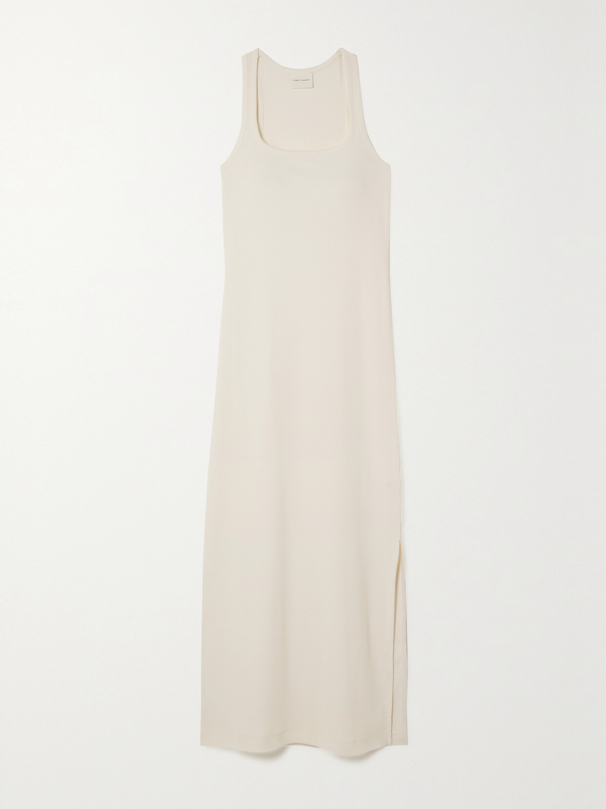 Ninety Percent Ftan Ribbed Stretch-organic Cotton Midi Dress In Off-white