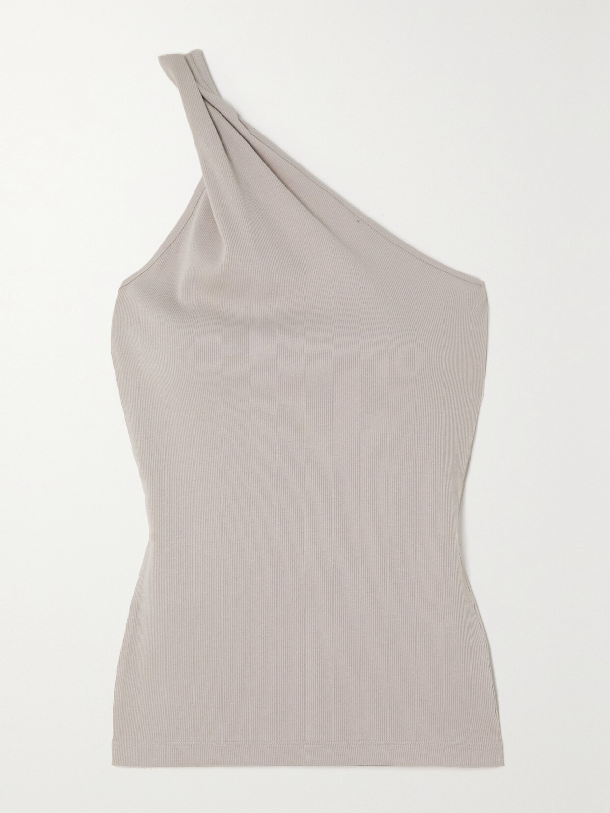 Ninety Percent - + Net Sustain Esuna One-shoulder Twisted Ribbed Stretch-organic Cotton Tank - Gray