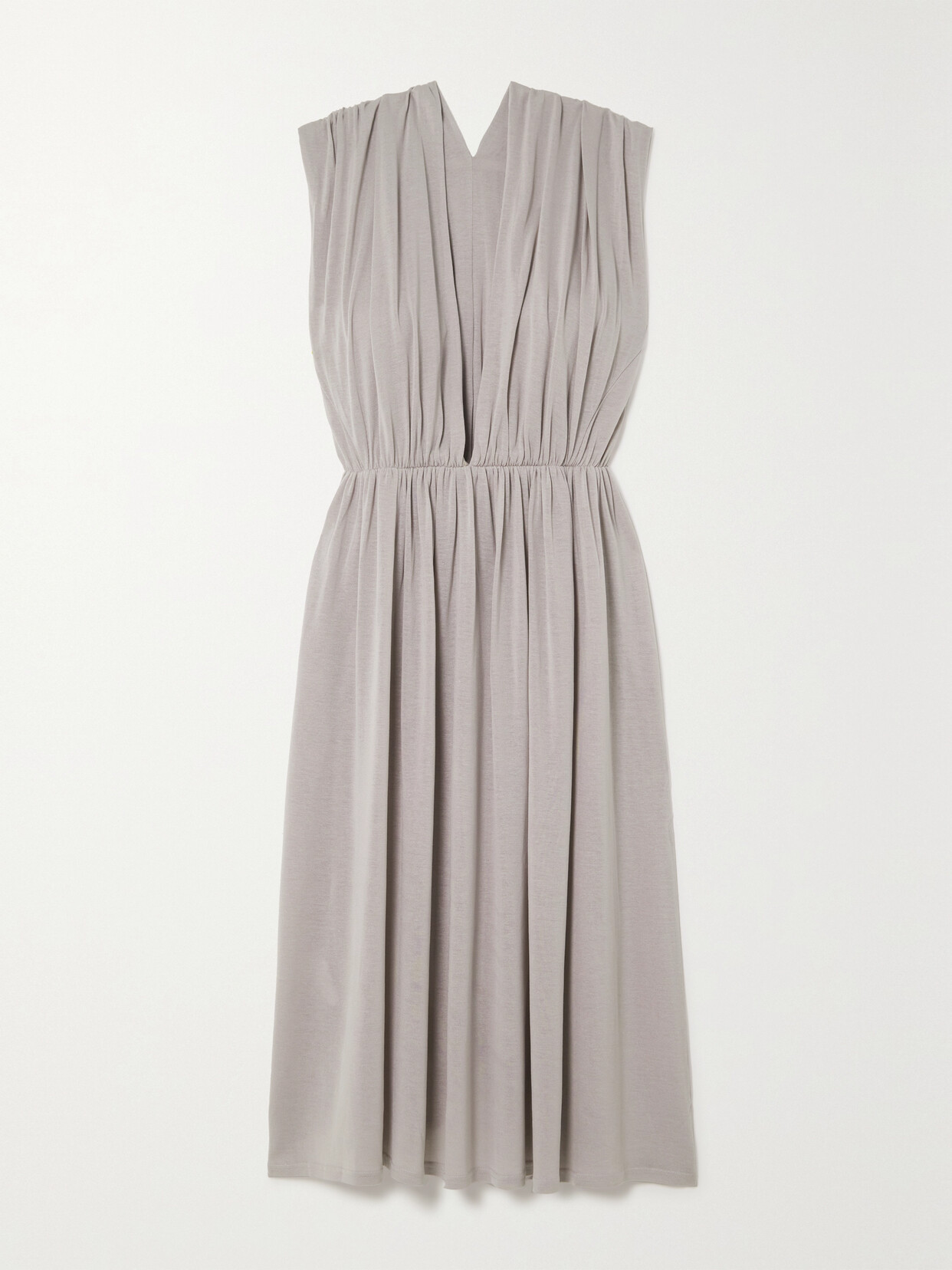 Ninety Percent Acro Gathered Tencel Modal Midi Dress In Gray
