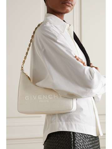 GIVENCHY Antigona mini leather-trimmed embroidered cotton-blend canvas tote