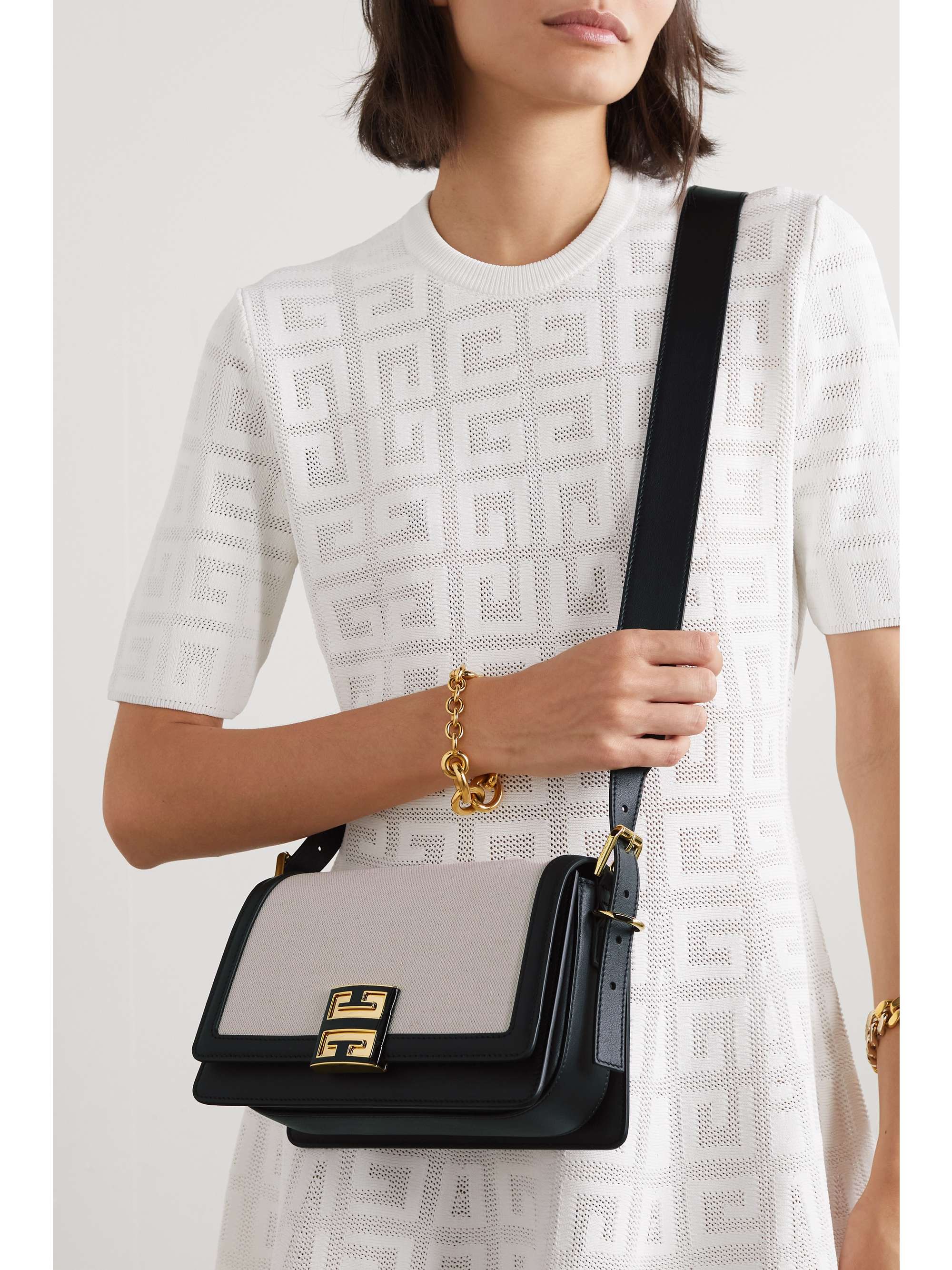 GIVENCHY 4G medium canvas and leather shoulder bag | NET-A-PORTER