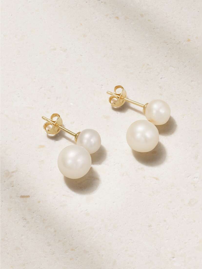 Mateo Duo 14-karat Gold Pearl Earrings