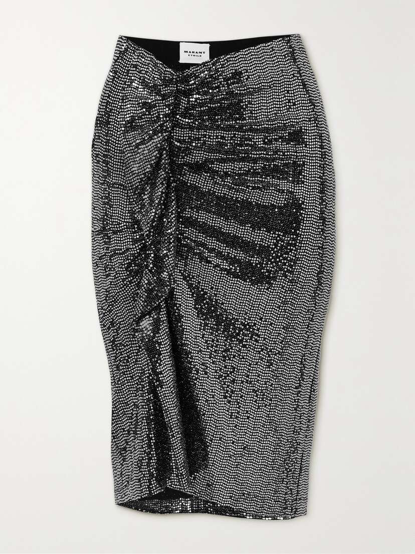 Marant Étoile Dolene Ruffled Sequined Tulle Skirt