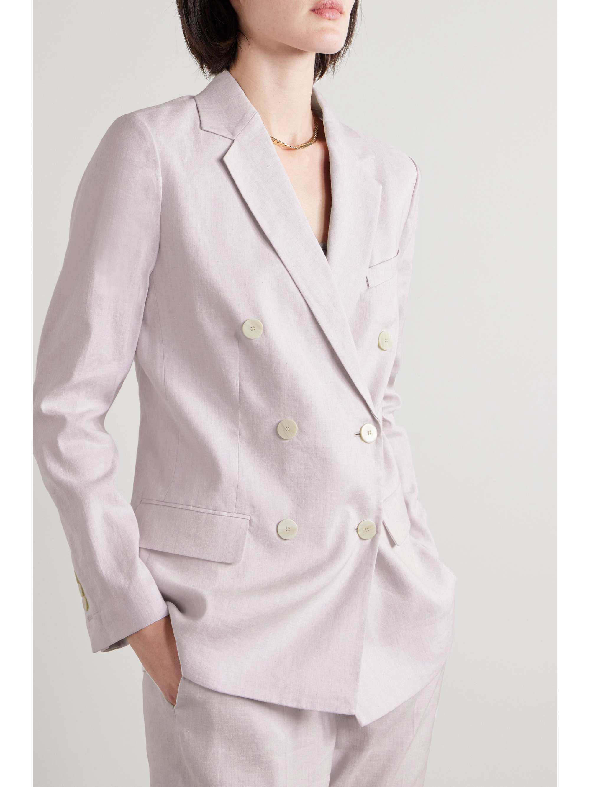 THEORY Double-breasted linen-blend blazer