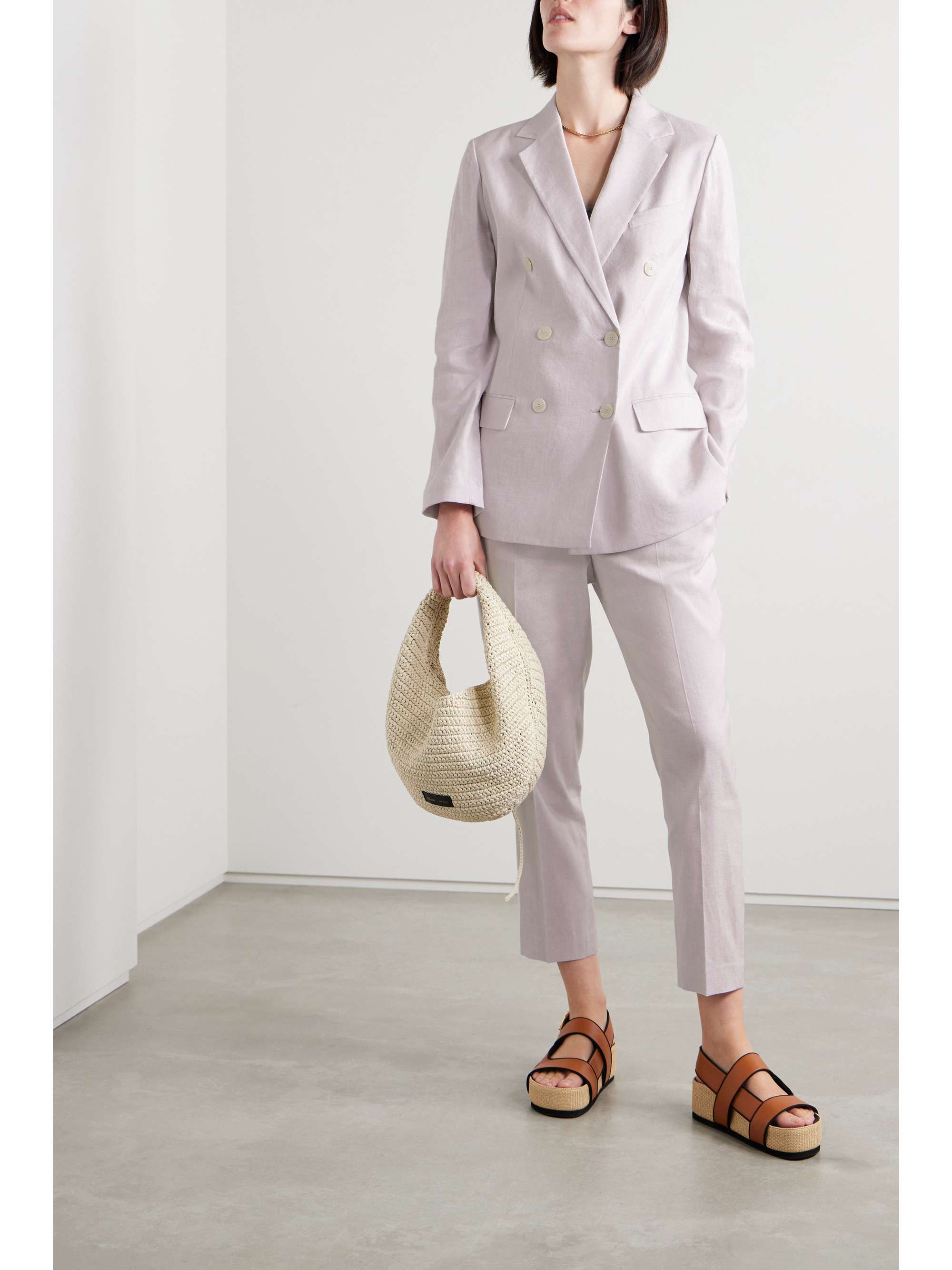THEORY Double-breasted linen-blend blazer