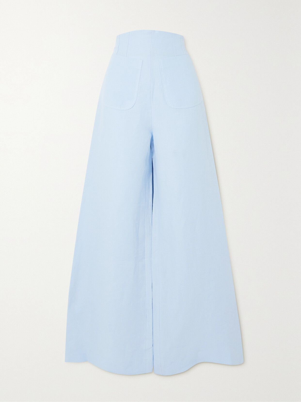 Anna Mason Linen Wide-leg Pants In Blue