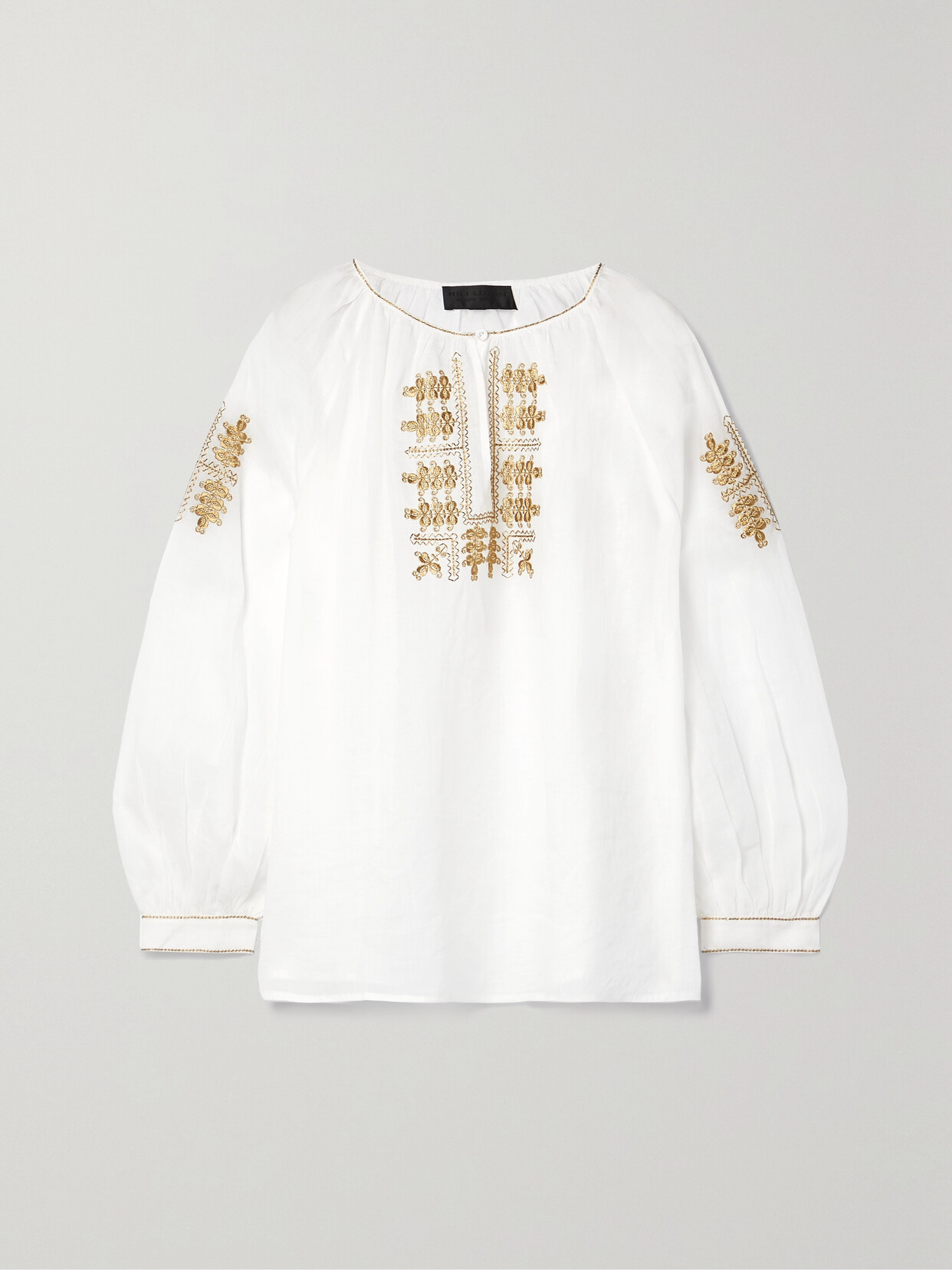 Nili Lotan - Lanette Embroidered Ramie Blouse - Ivory