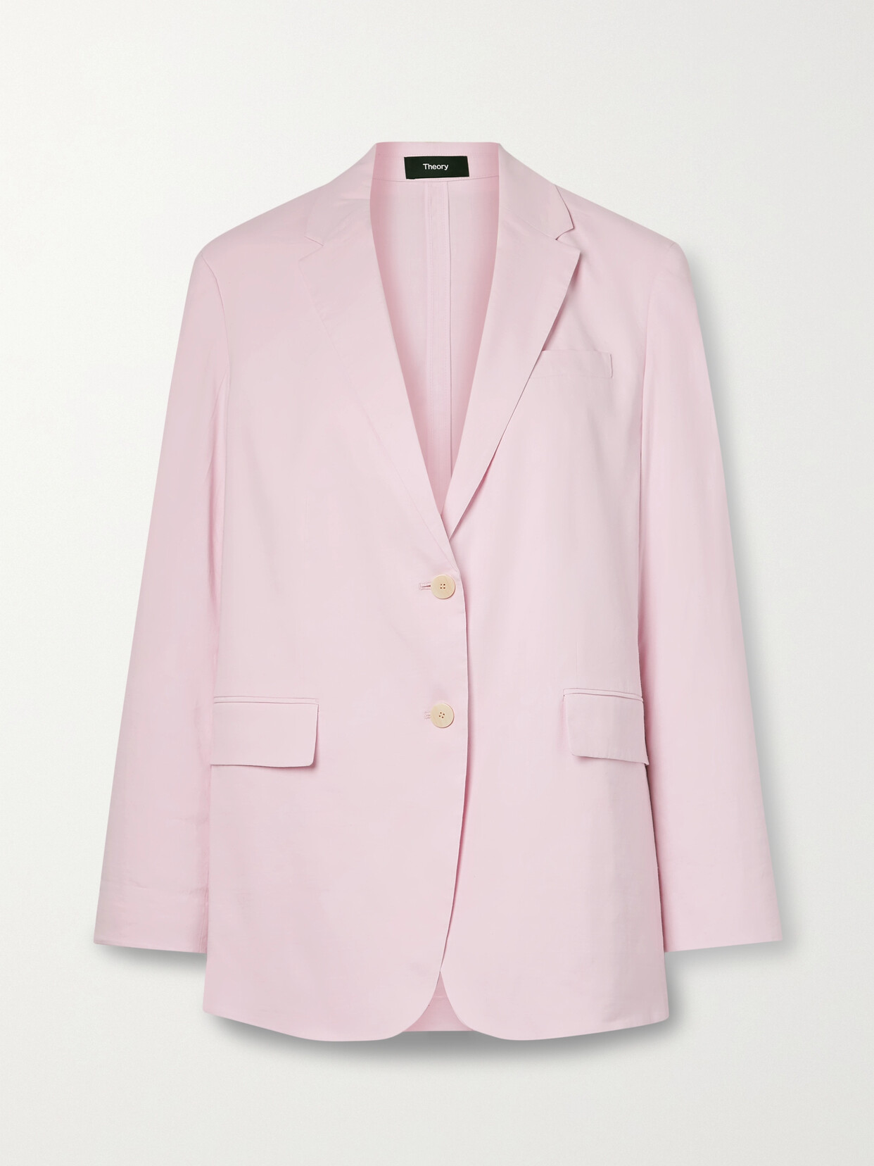 Theory Linen-blend Blazer In Pink