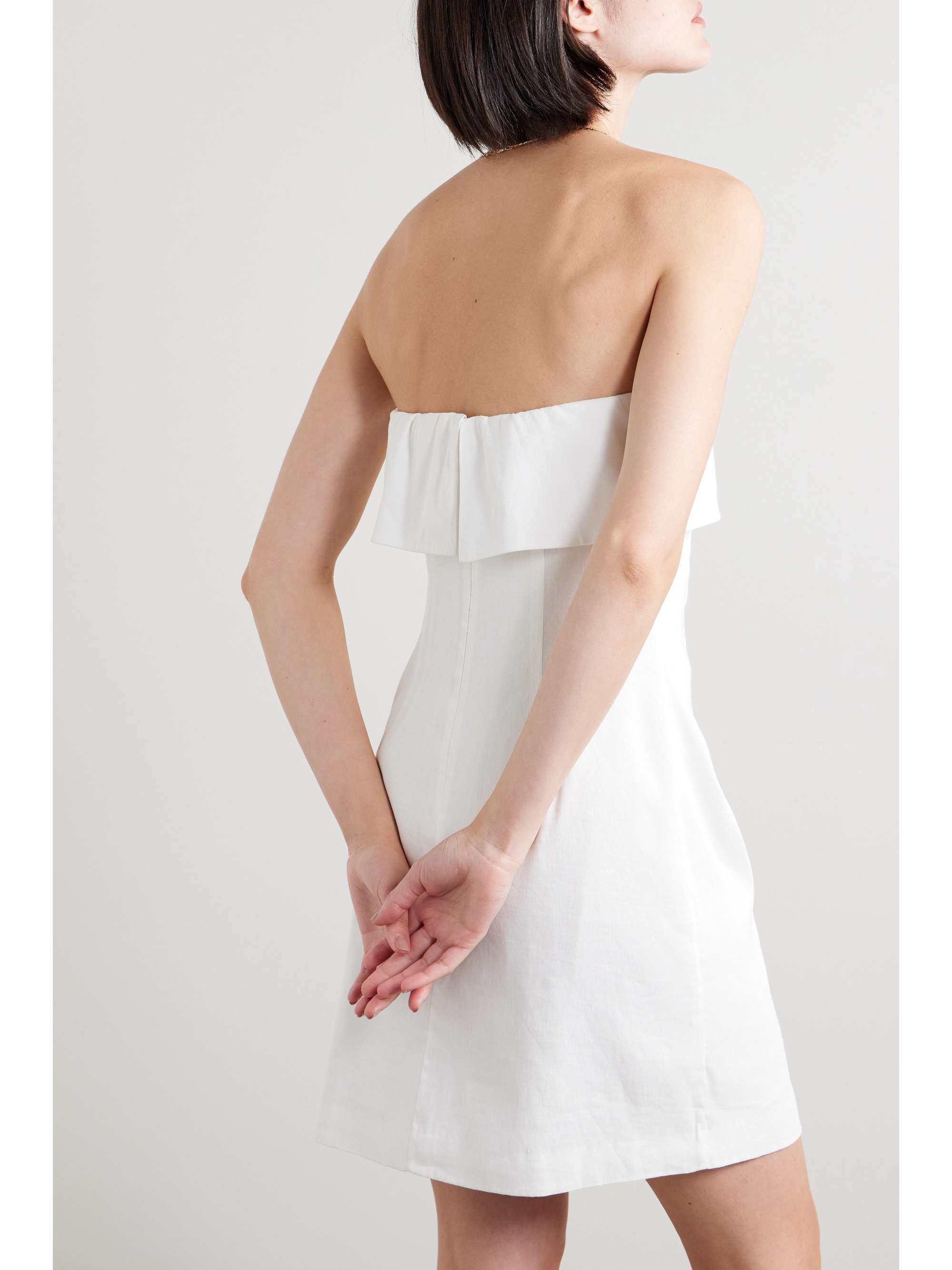 THEORY Strapless linen-blend mini dress