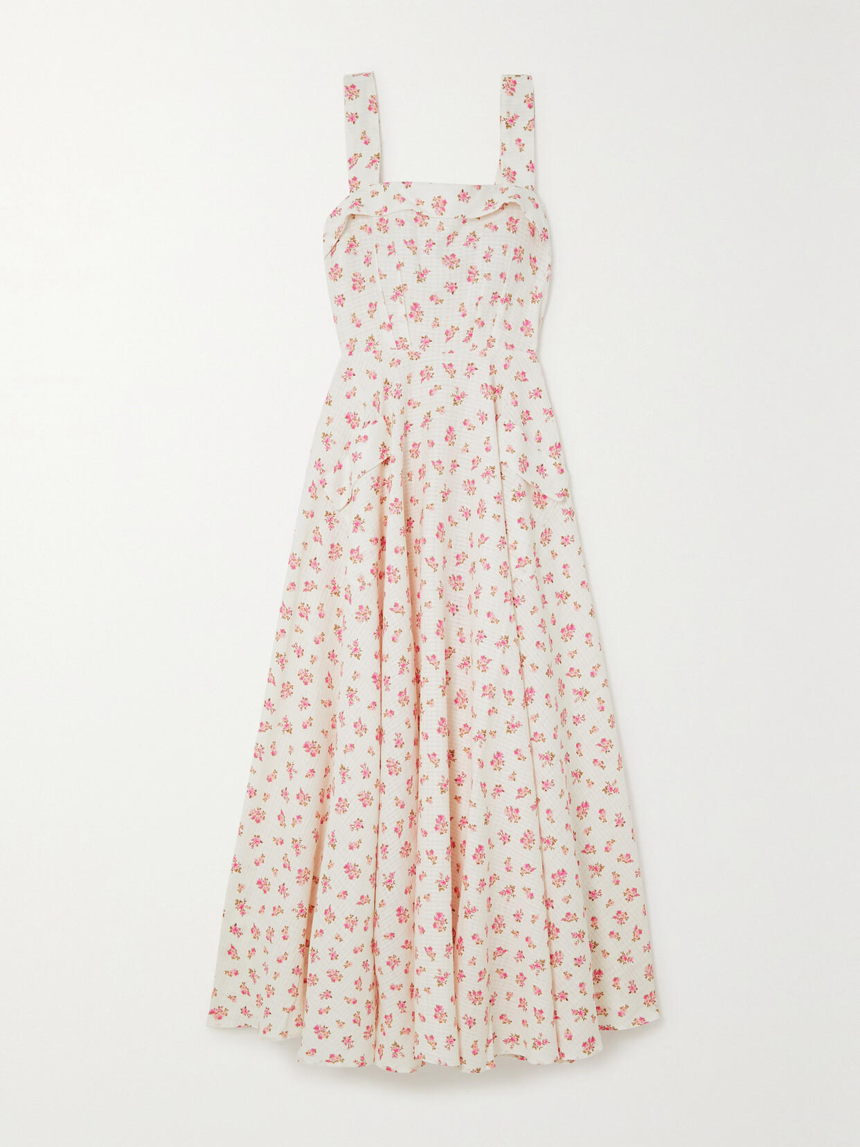 Anna Mason Nea Floral-print Organic Cotton Midi Dress - White
